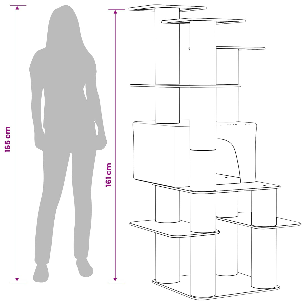 Mačje drvo s sisalnim postoljima za grebanje Tamnosiva 161 cm