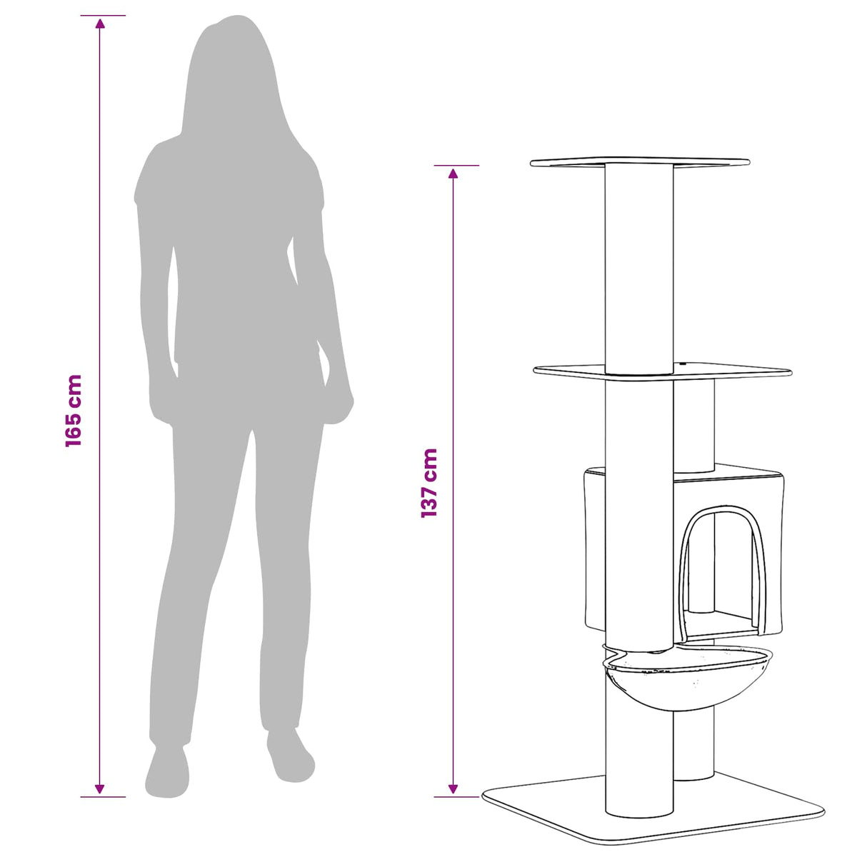 Mačje drvo s sisalnim postoljima za grebanje Tamnosiva 137 cm