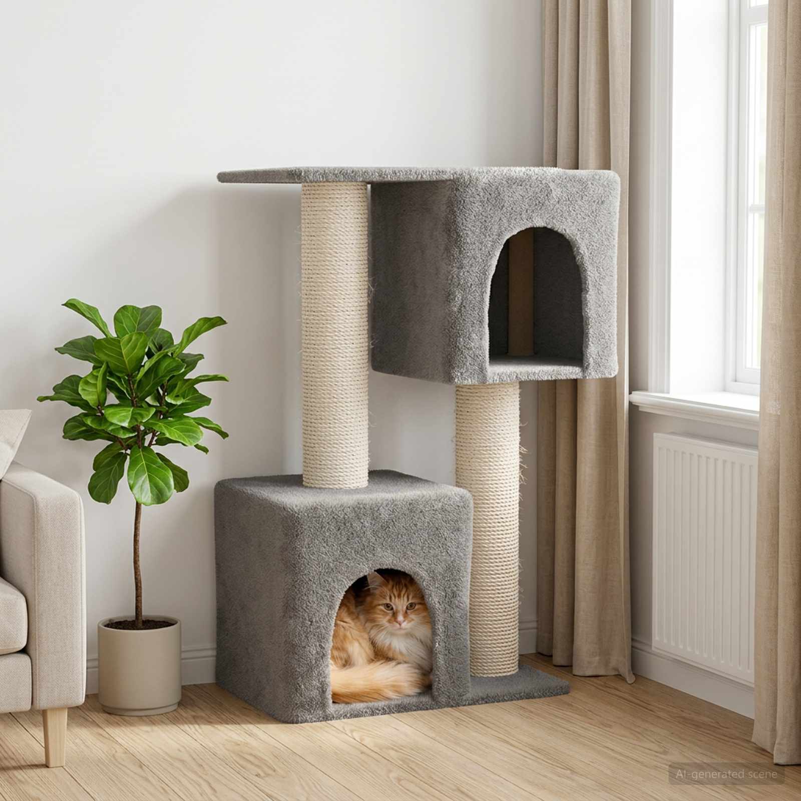 Mačje drvo s sisalnim postoljima za grebanje Svjetlosiva 114 cm