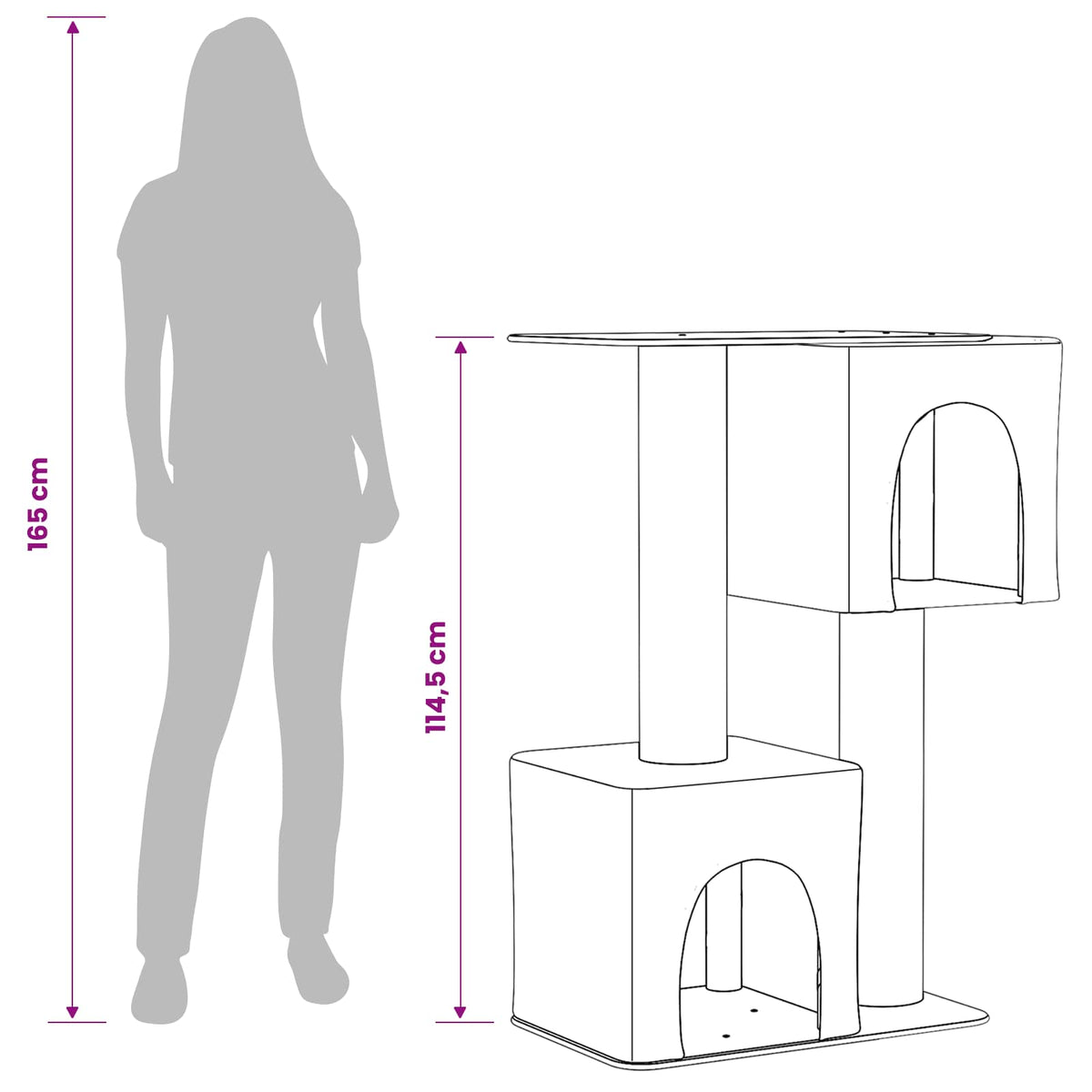 Mačje drvo s sisalnim postoljima za grebanje Svjetlosiva 114 cm