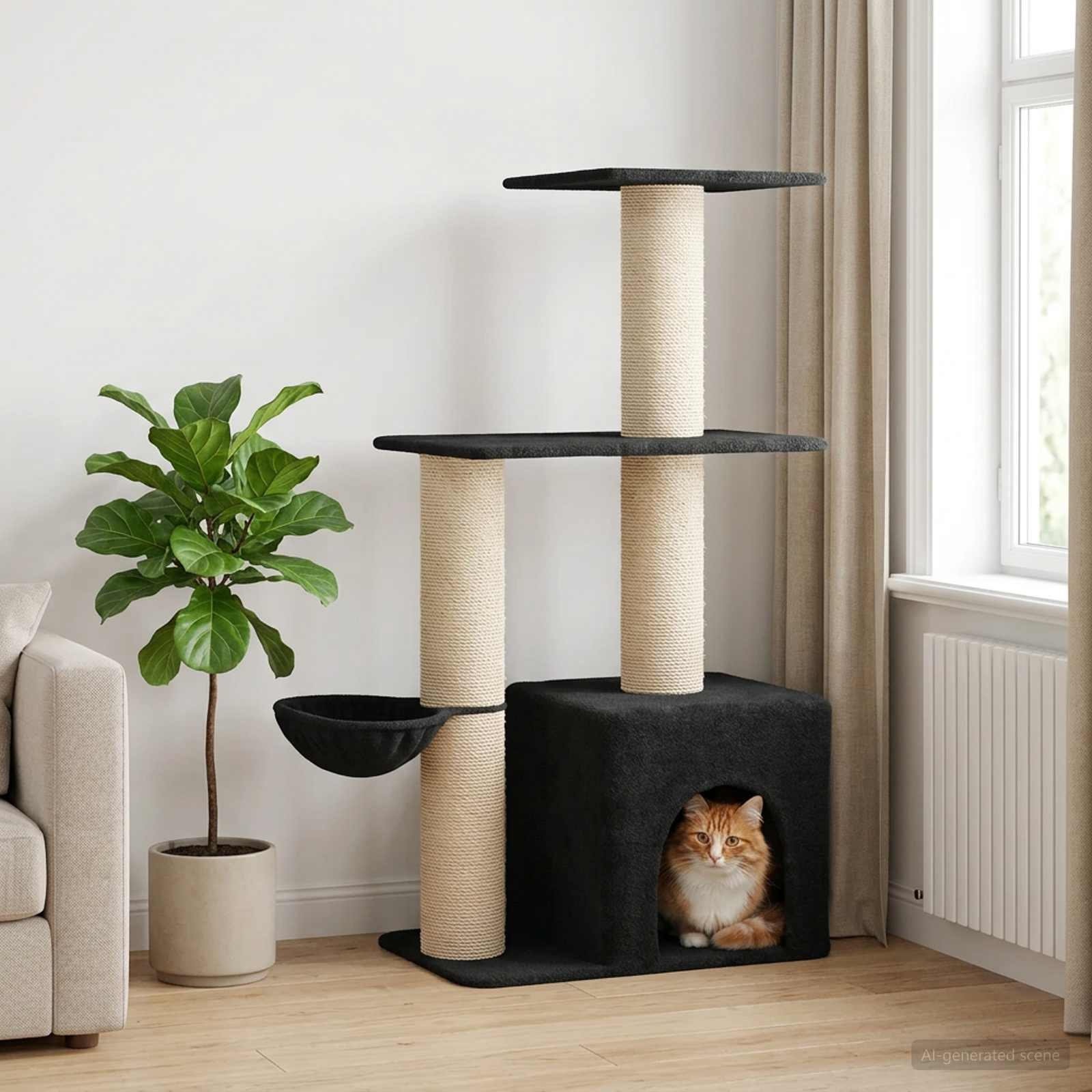 Mačje drvo s sisalnim postoljima za grebanje Tamnosiva 133 cm