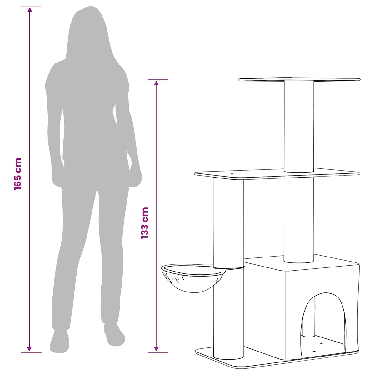 Mačje drvo s sisalnim postoljima za grebanje Krem 133 cm