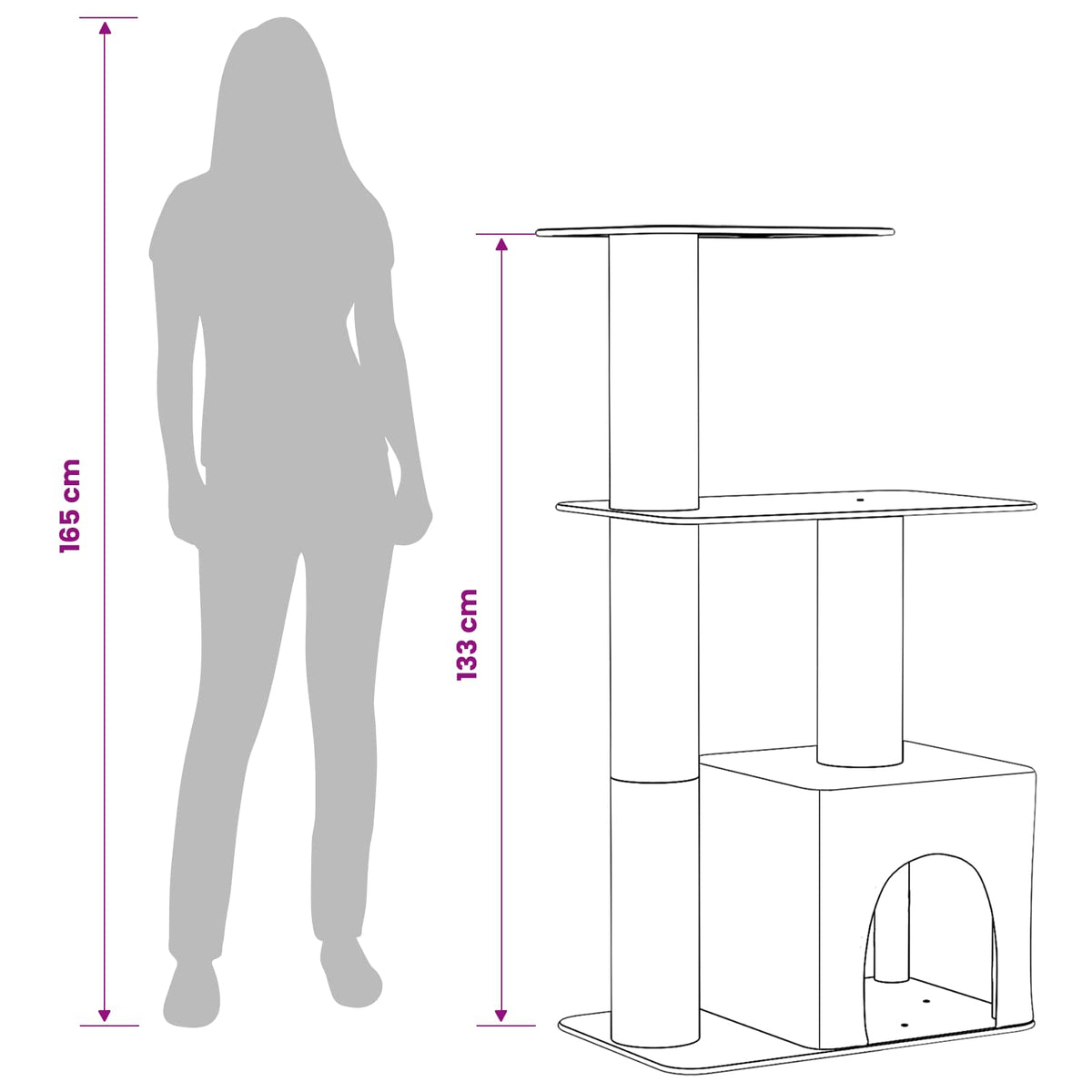 Mačje drvo s sisalnim postoljima za grebanje Krem 133 cm