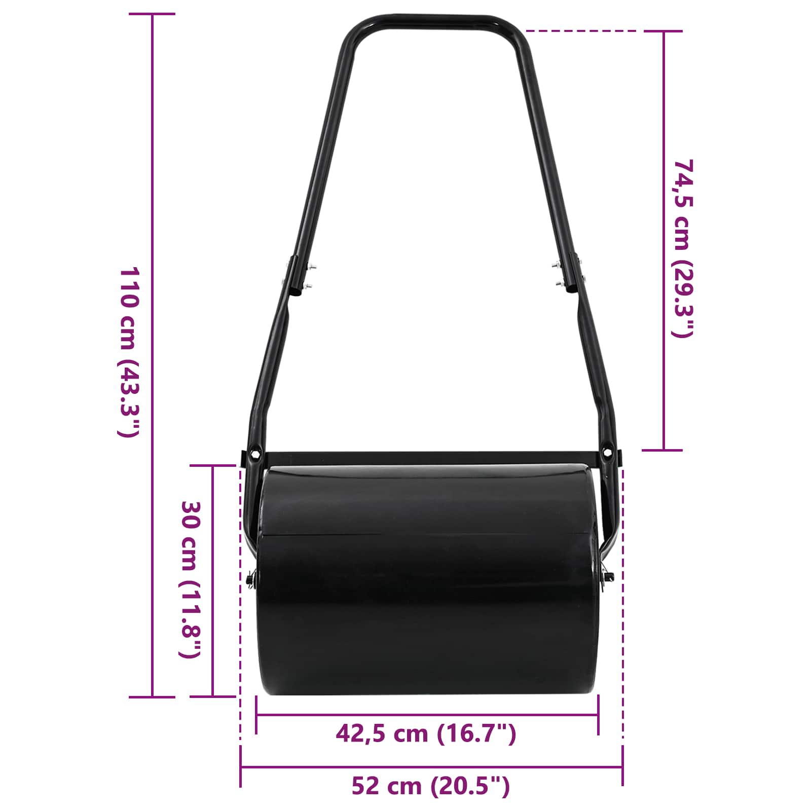 Valjak za travnjak u vrtu Crna 110 x 52 cm Željezo
