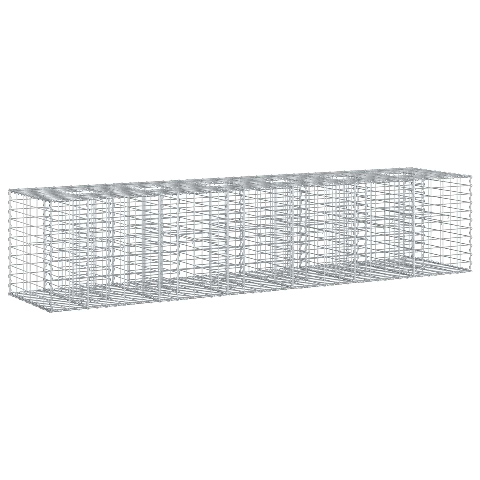 Gabionski uzdignuti krevet 2 pcs Srebrno 260 x 60 x 55 cm