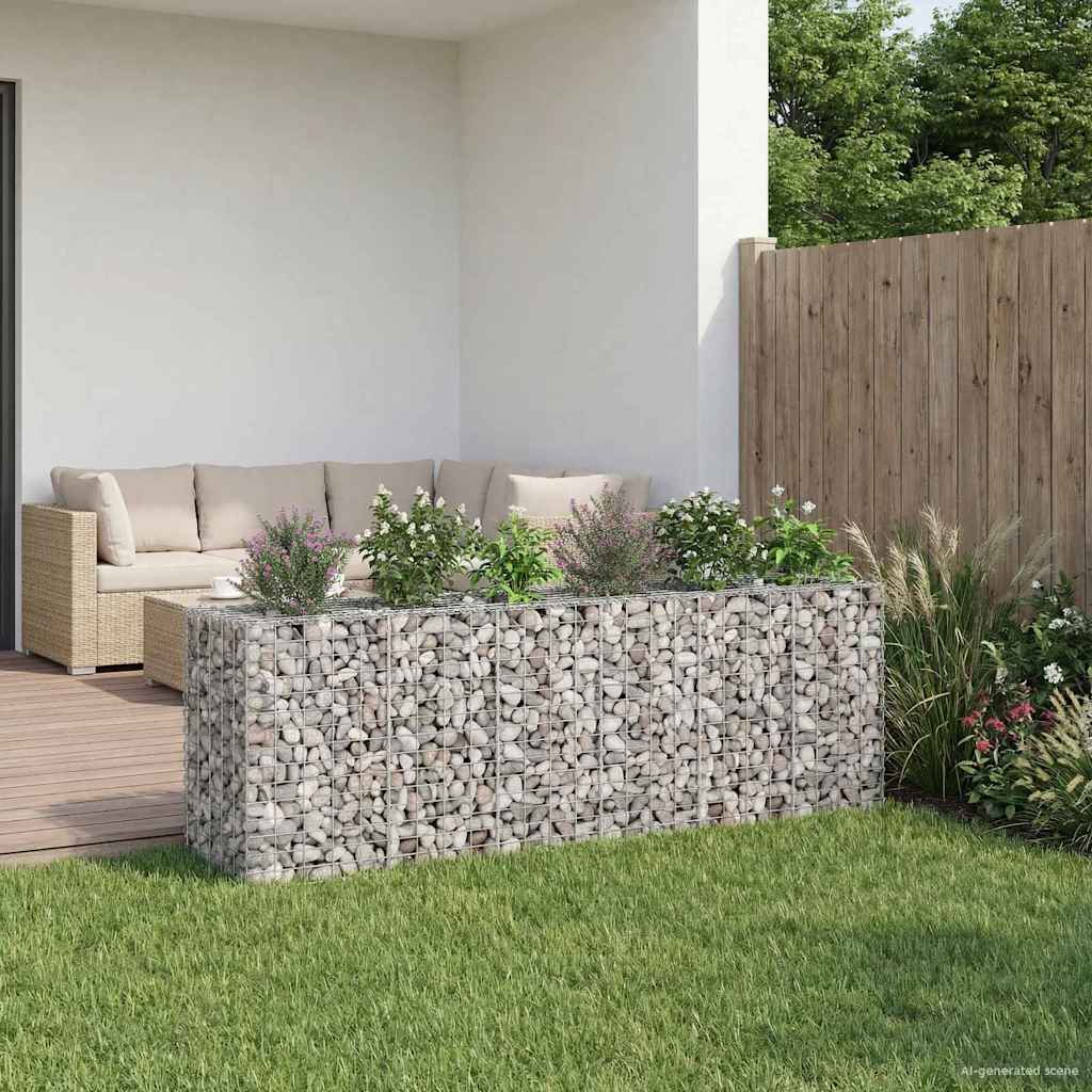 Gabionski uzdignuti krevet 2 pcs Srebrno 250 x 50 x 80 cm