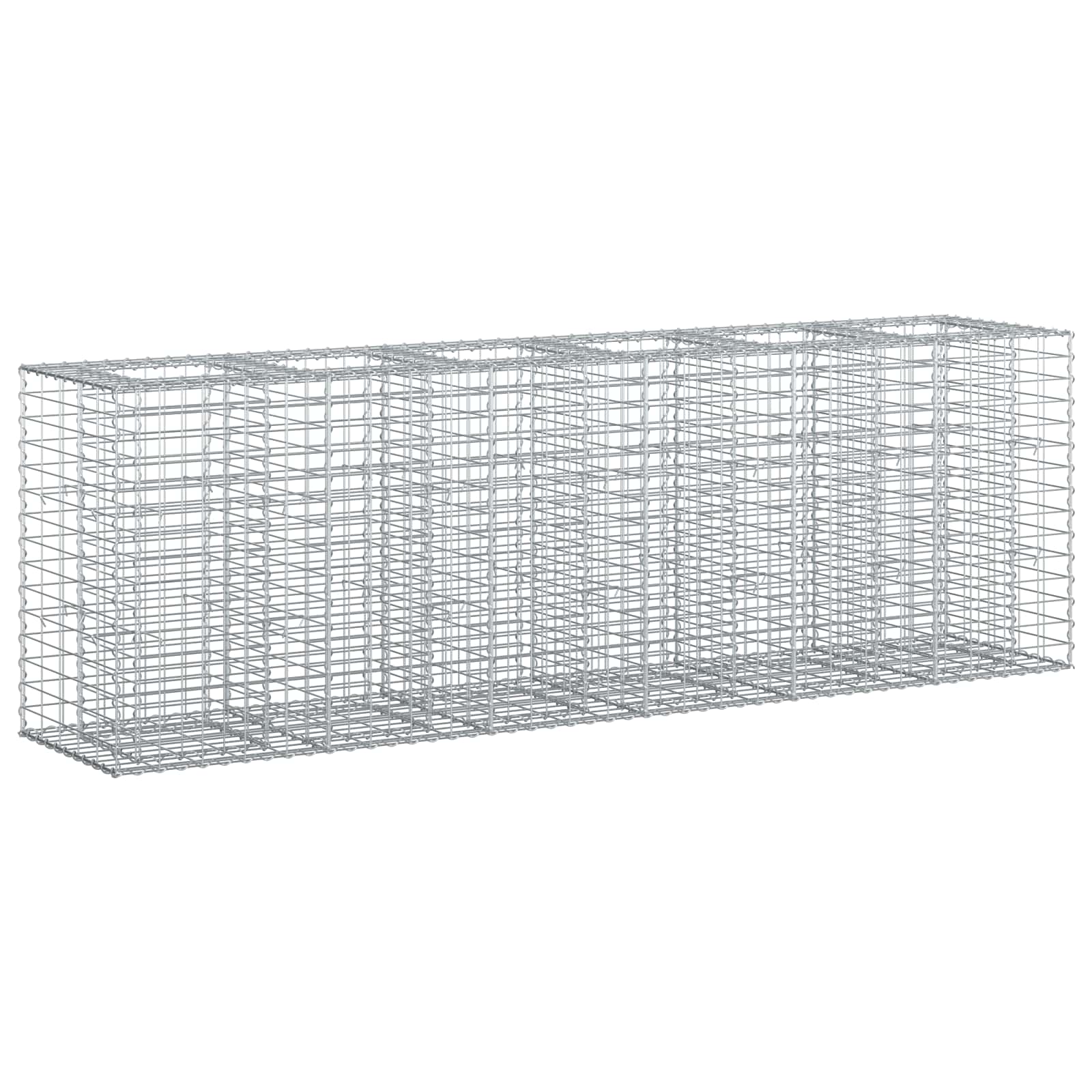 Gabionski uzdignuti krevet 2 pcs Srebrno 250 x 50 x 80 cm