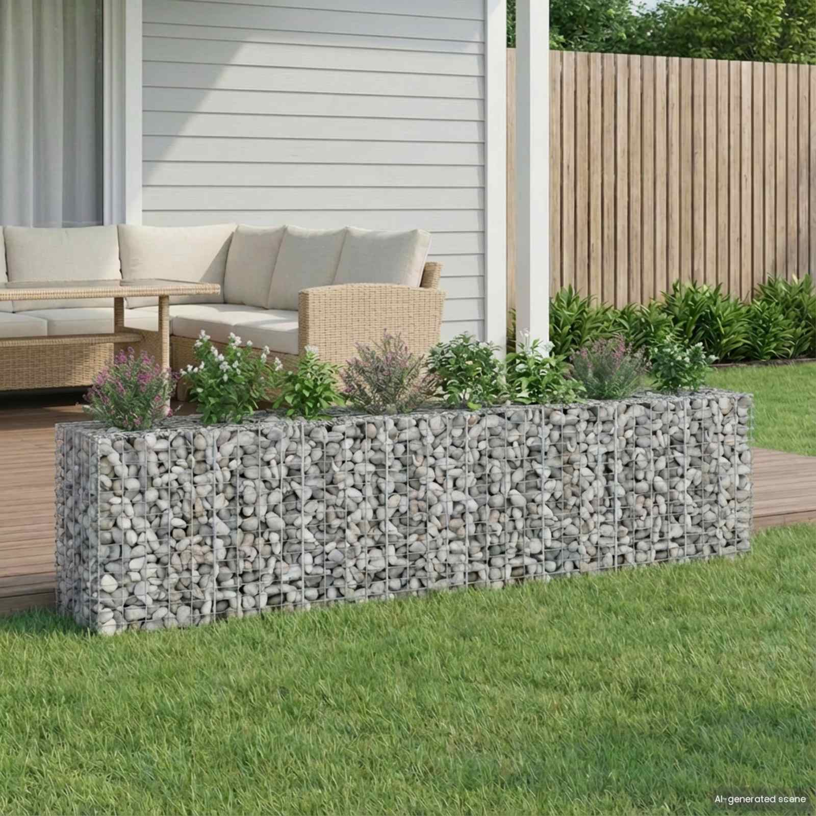 Gabionski uzdignuti krevet 2 pcs Srebrno 330 x 50 x 80 cm