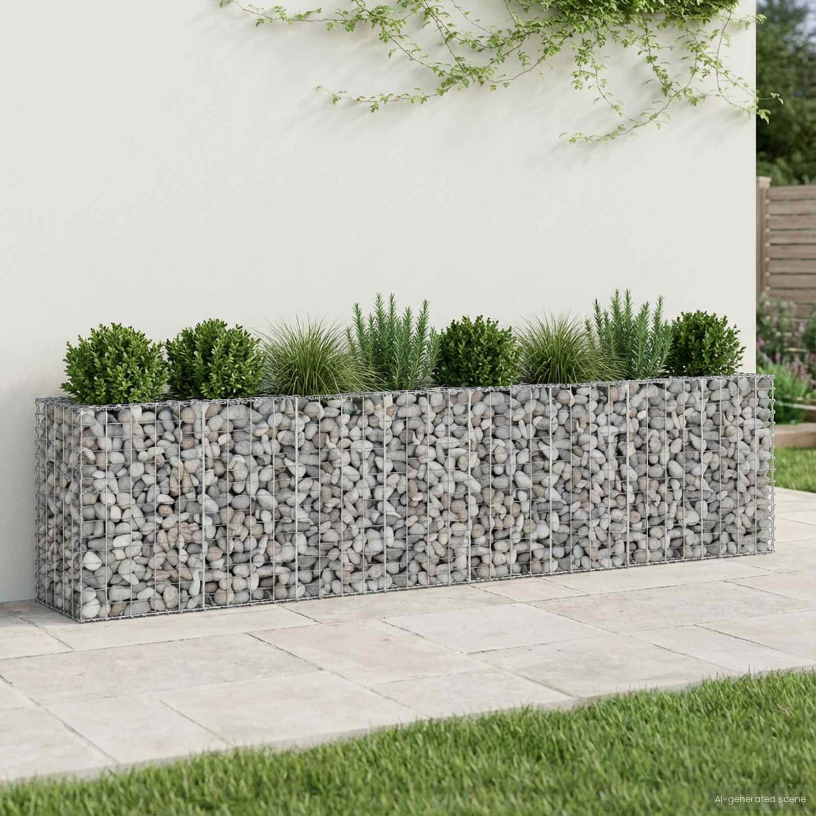 Gabionski uzdignuti krevet 2 pcs Srebrno 330 x 50 x 80 cm