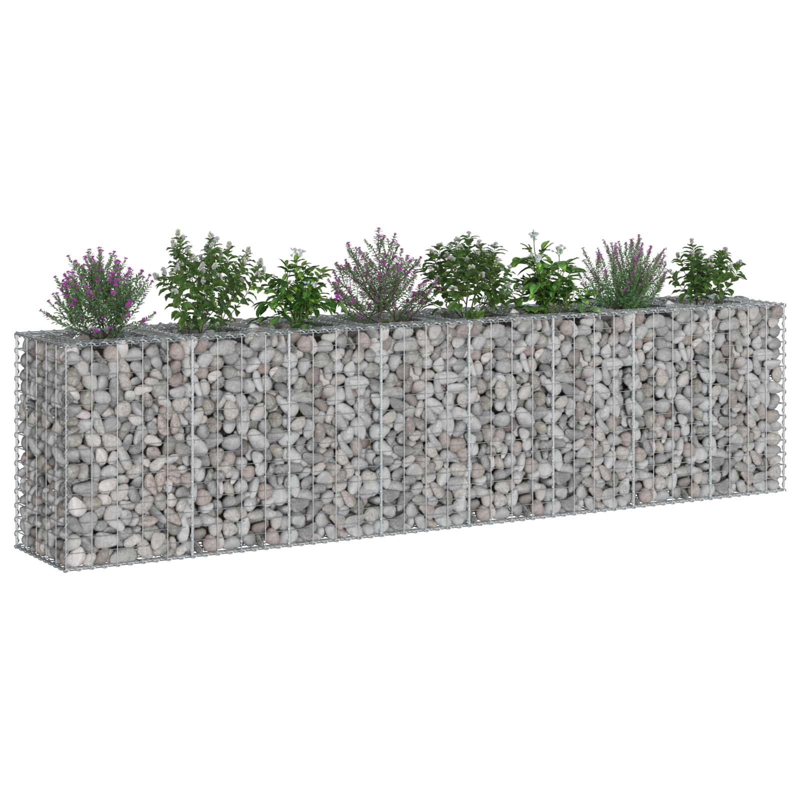 Gabionski uzdignuti krevet 2 pcs Srebrno 330 x 50 x 80 cm
