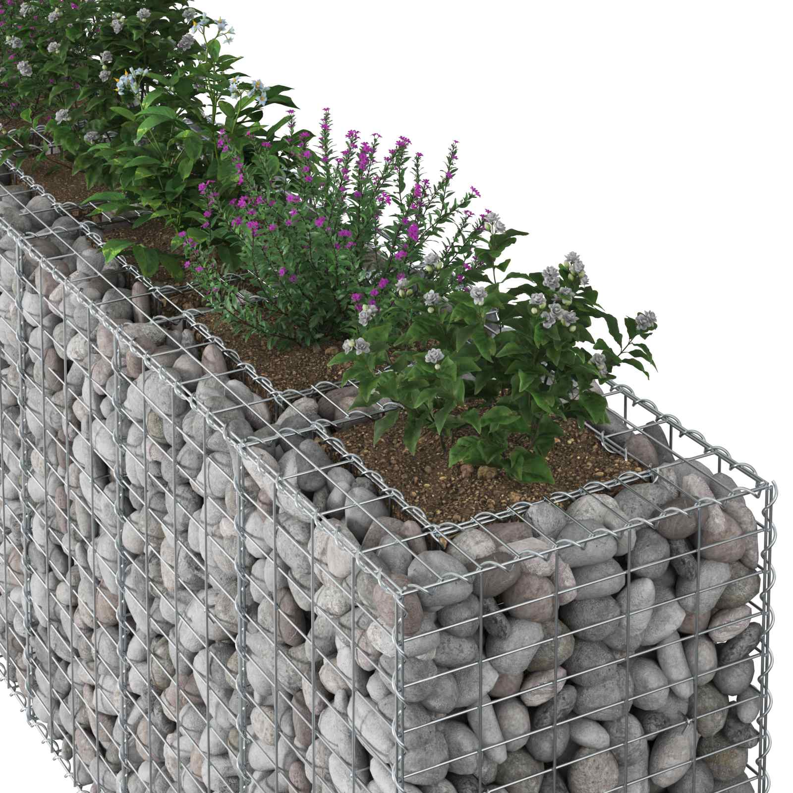 Gabionski uzdignuti krevet 2 pcs Srebrno 330 x 50 x 80 cm