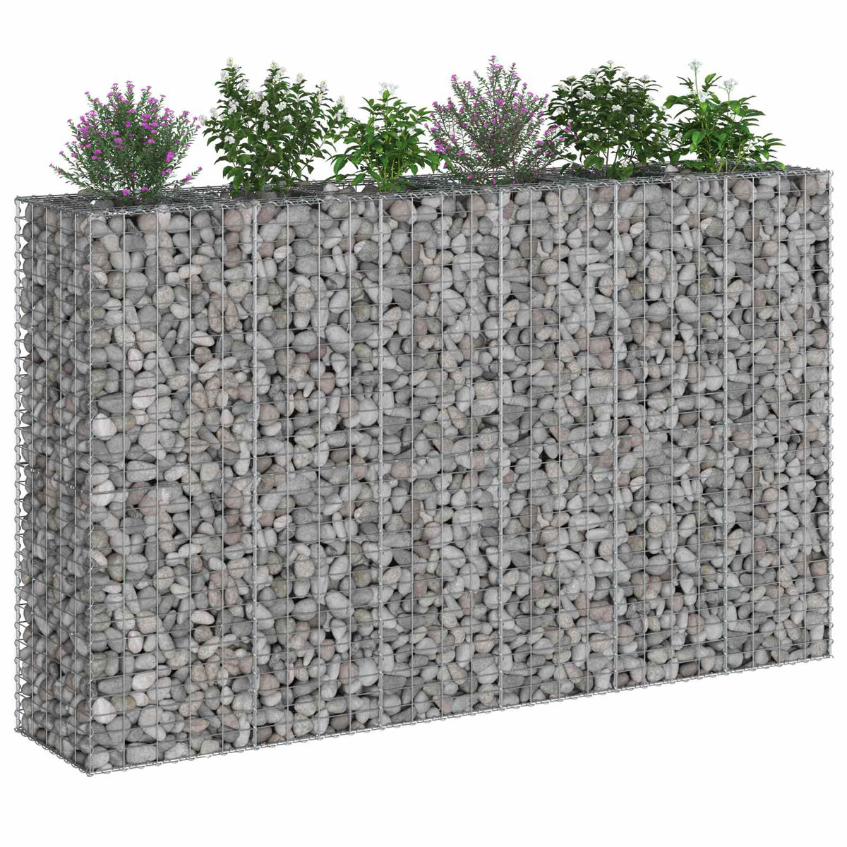Gabionski uzdignuti krevet 3 pcs Srebrno 250 x 50 x 150 cm