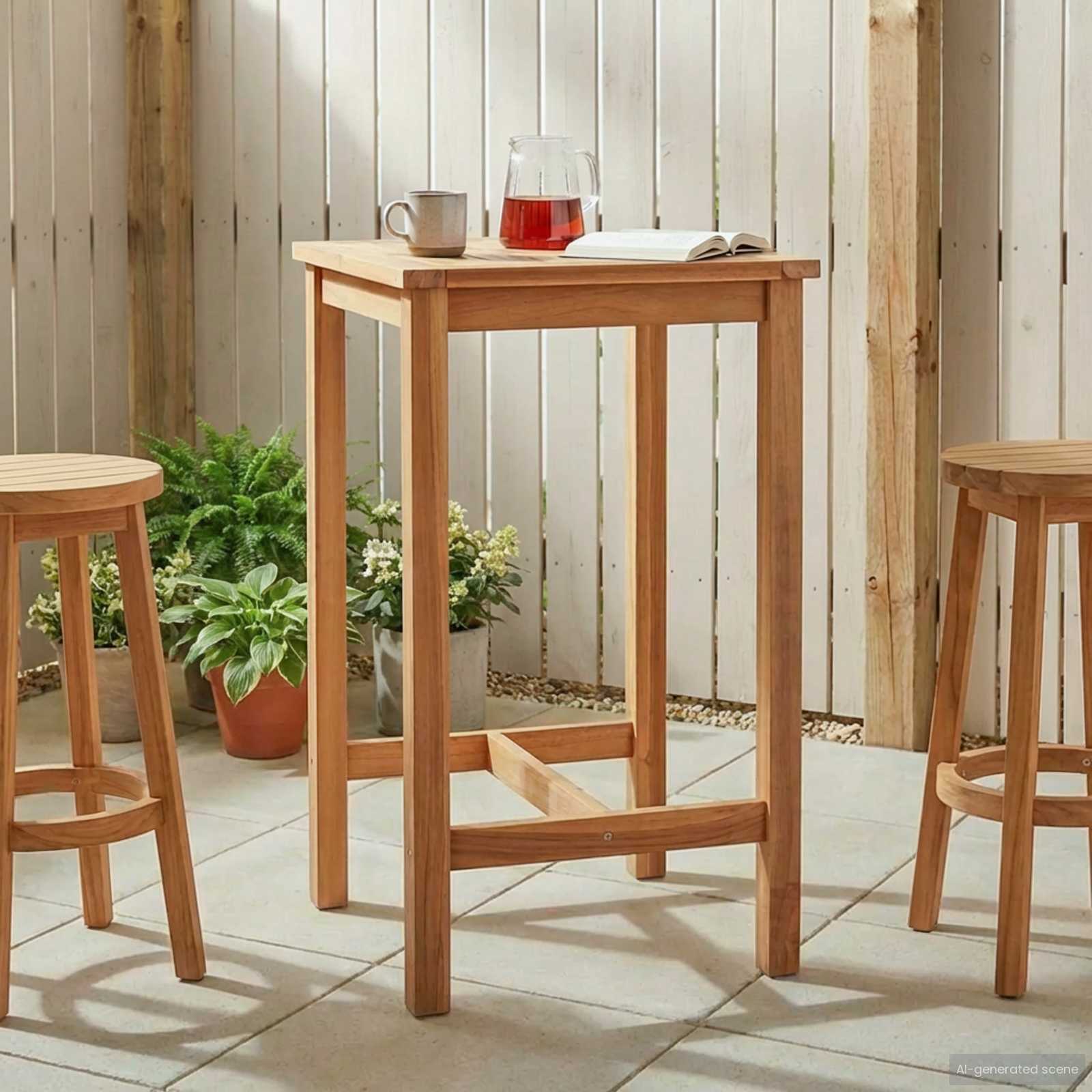 Stol za bar Prirodna 60 x 60 x 105 cm Masivni teak