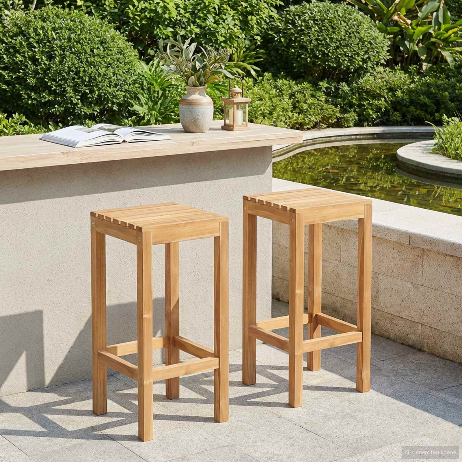 Barska stolica 2 pcs Prirodna 35 x 35 x 75 cm Čvrsto teak drvo
