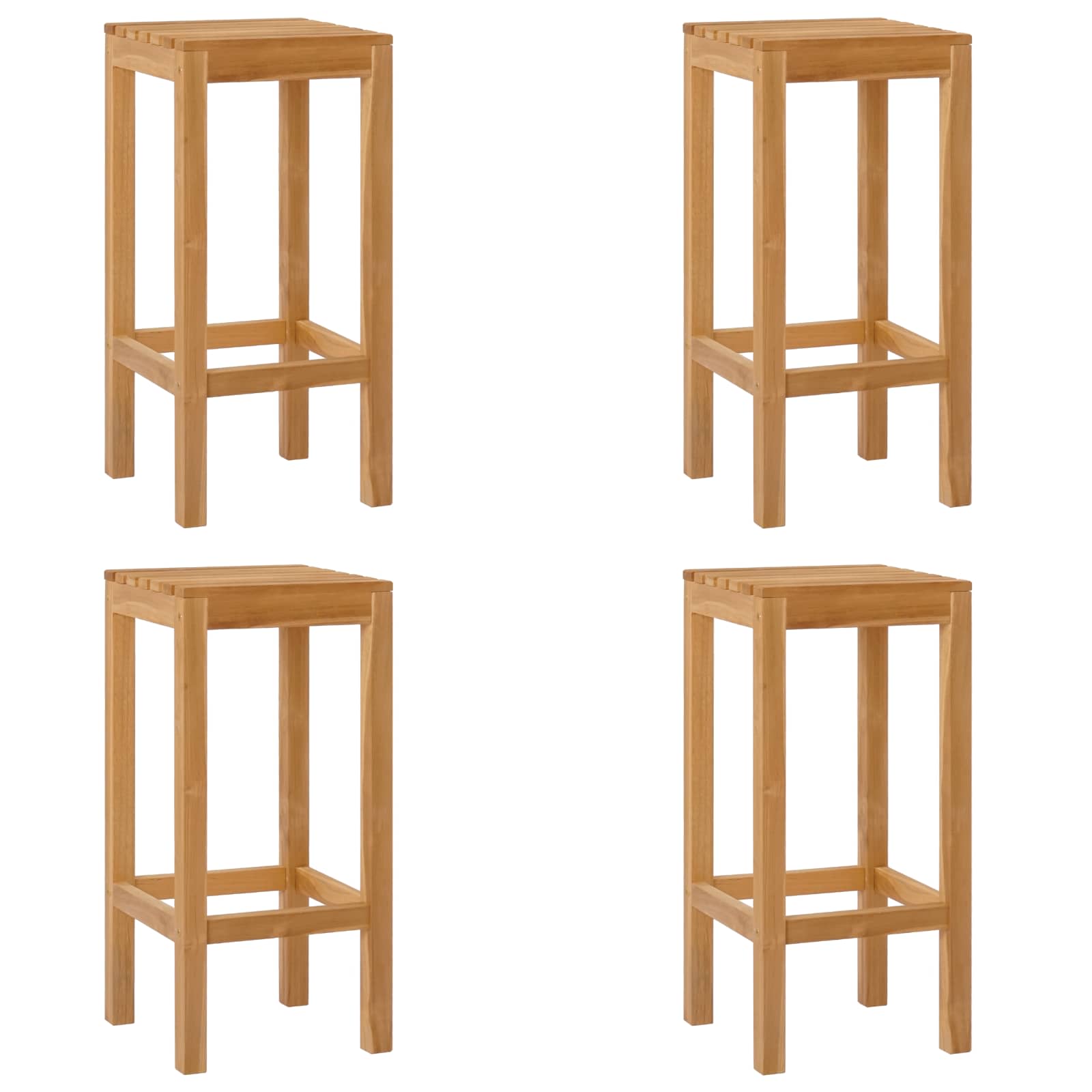 Barska stolica 4 pcs Prirodna 35 x 35 x 75 cm Čvrsto teak drvo
