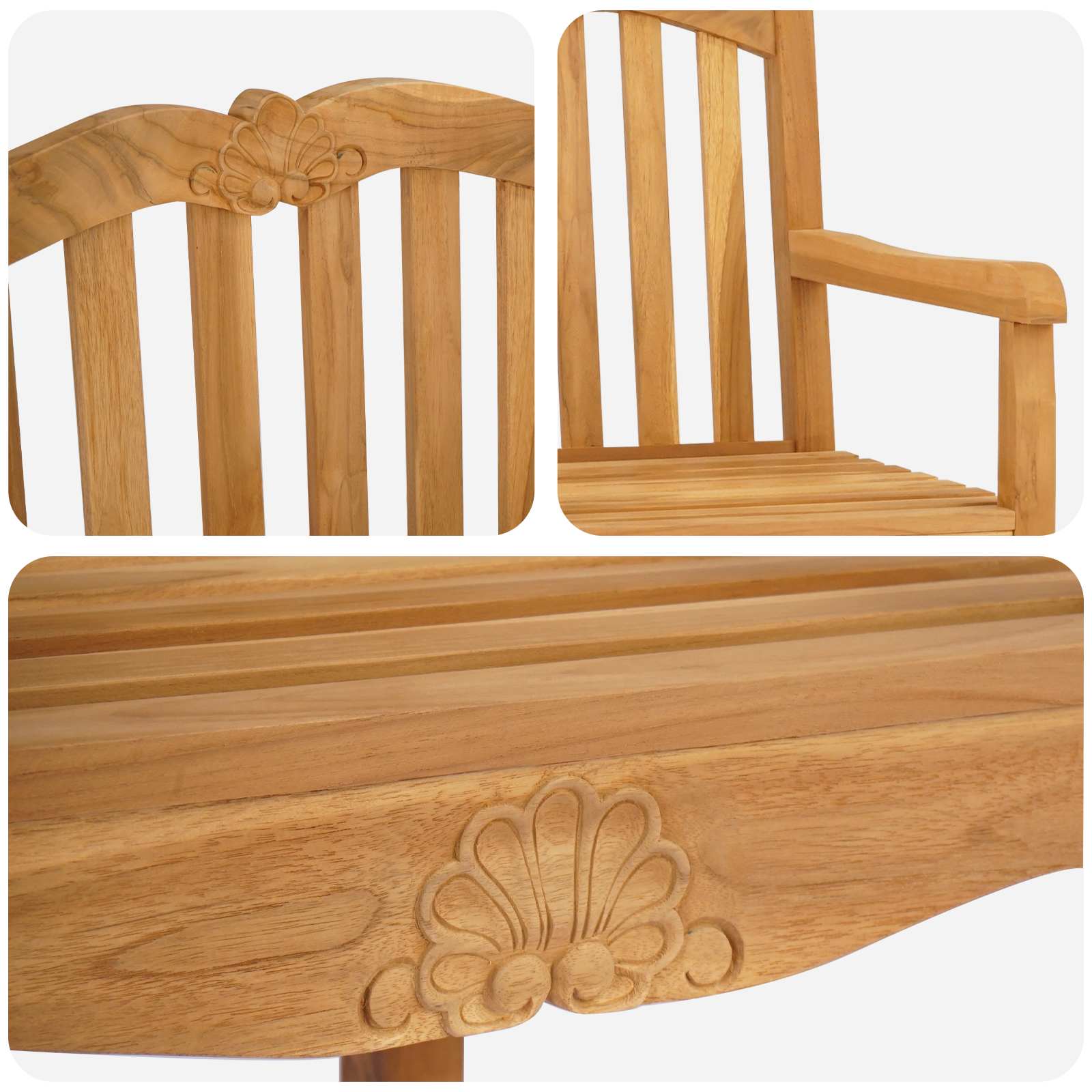 Vrtna stolica 2 pcs Prirodna 58 x 60 x 93 cm Čvrsto teak drvo