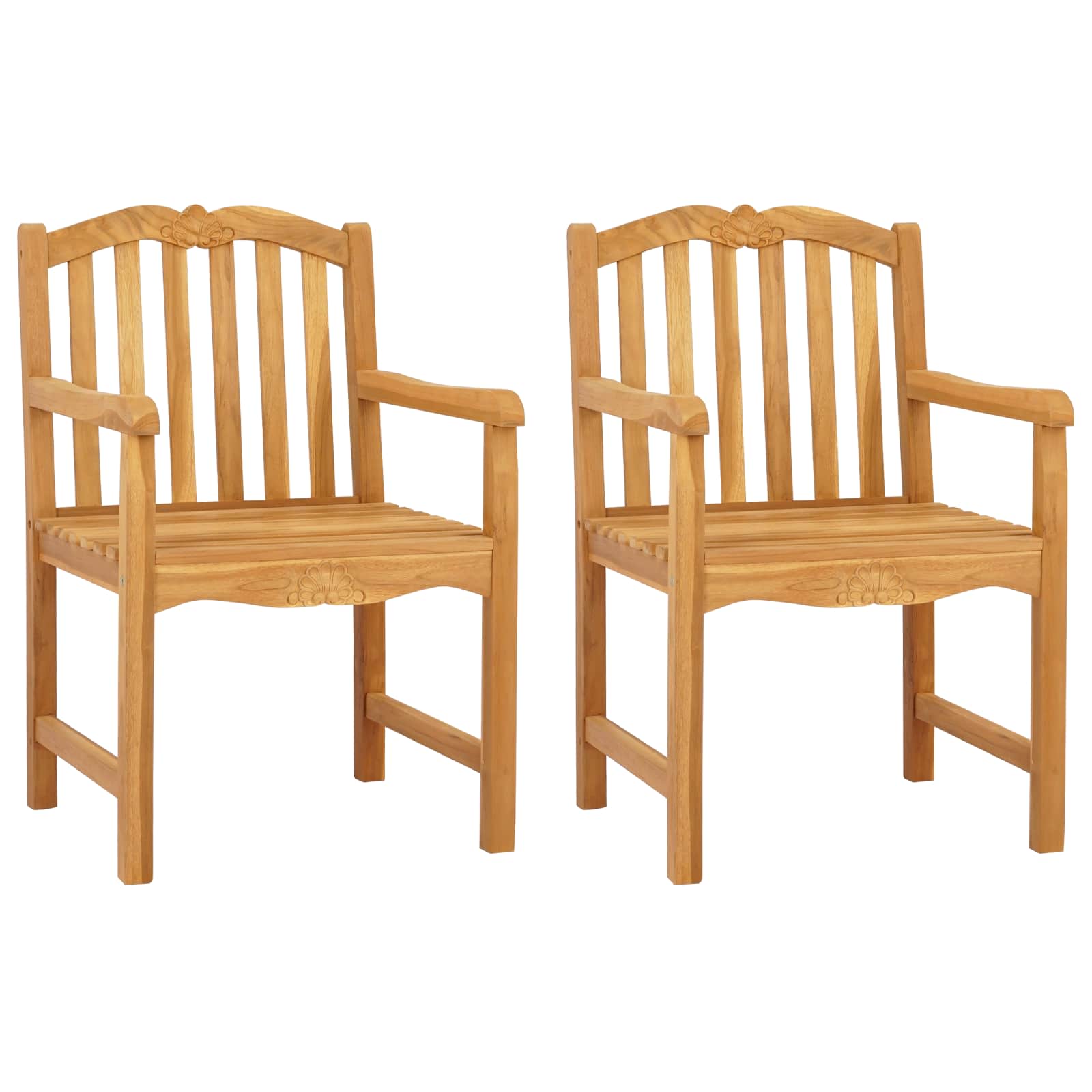 Vrtna stolica 2 pcs Prirodna 58 x 60 x 93 cm Čvrsto teak drvo