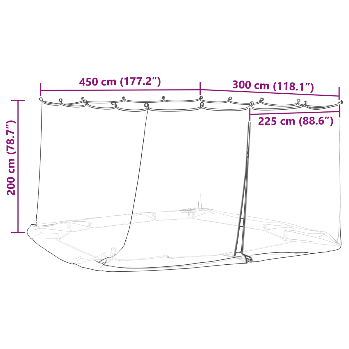 Mreža protiv komaraca za gazebo 220 mesh Bijela 4,5 x 3 x 2 m