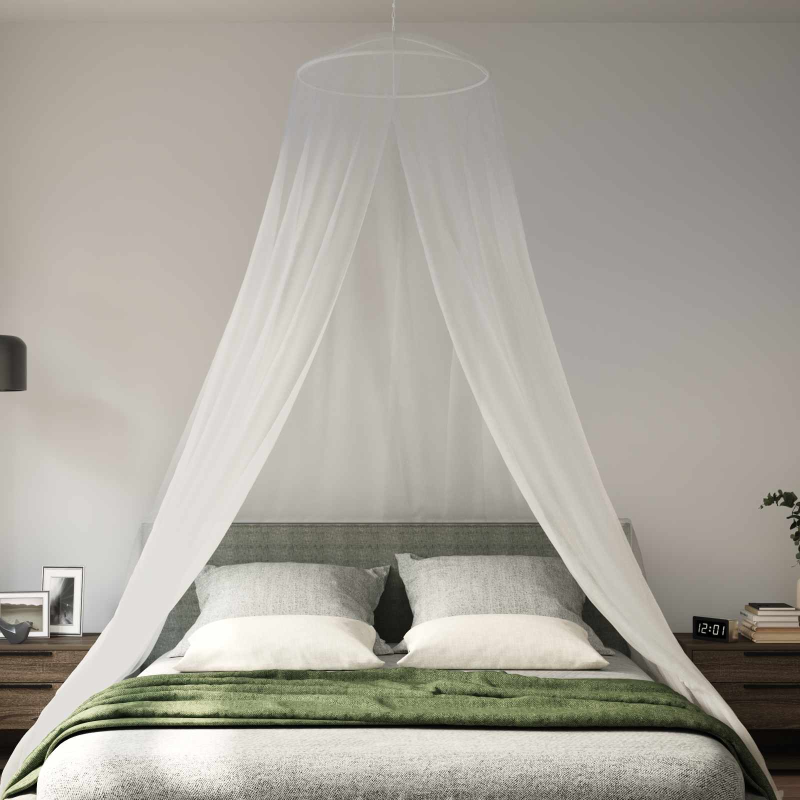 Mreža za komarce za krevet 3 pcs 156 mesh Bijela Ø56 x 220 cm