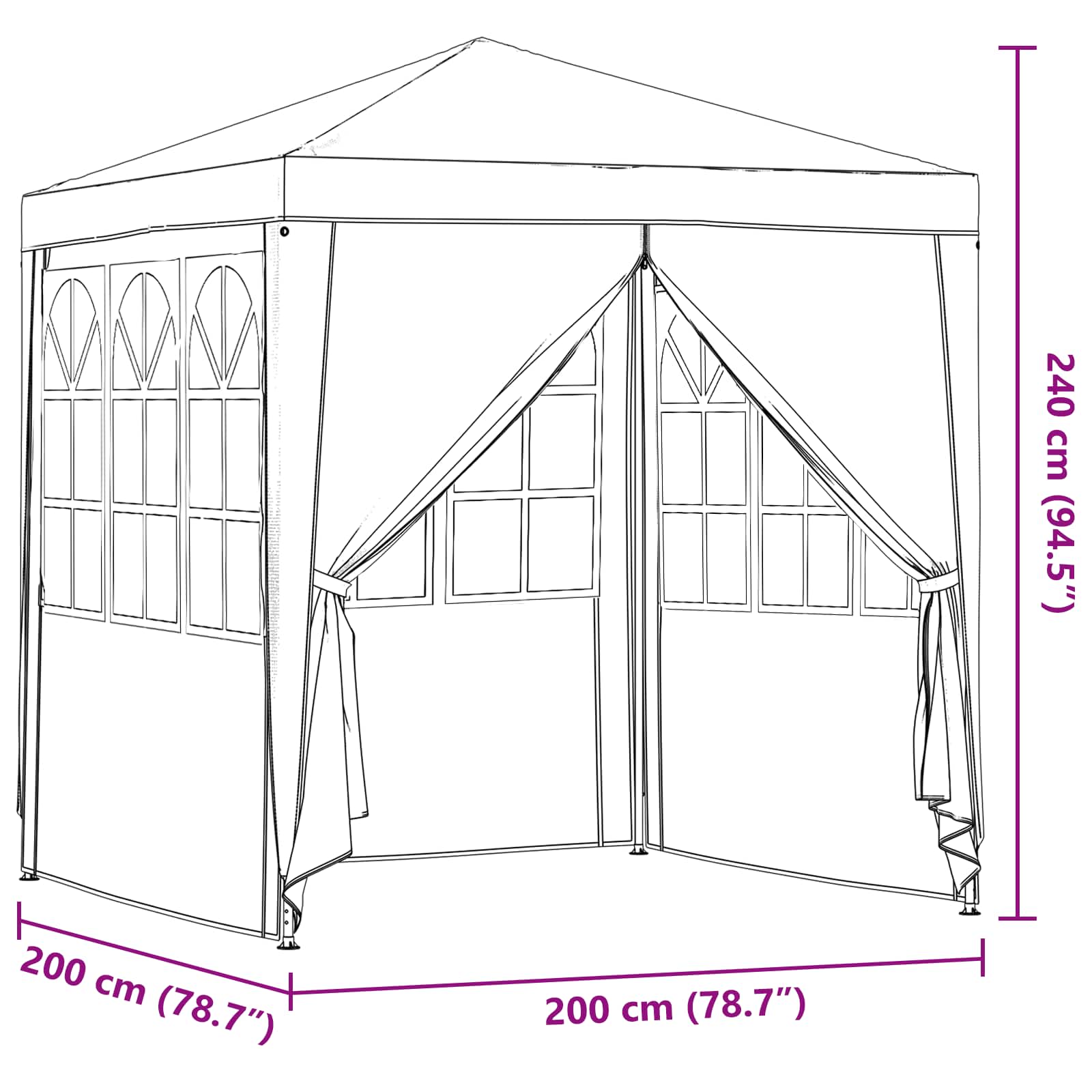 Šator za zabave Crvena 200 x 200 x 240 cm PE i čelik