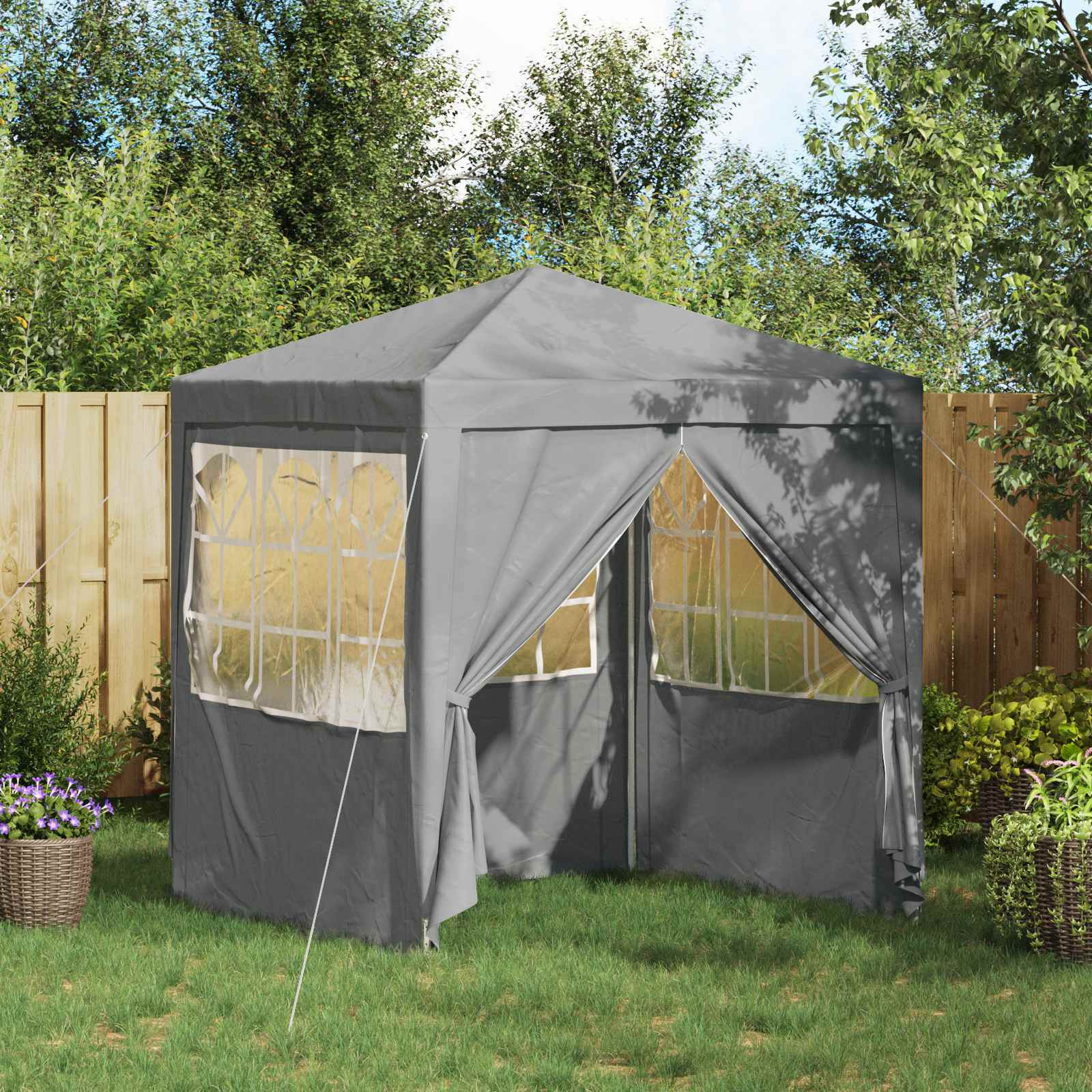 Šator za zabave Svijetlo siva 200 x 200 x 240 cm PE i čelik