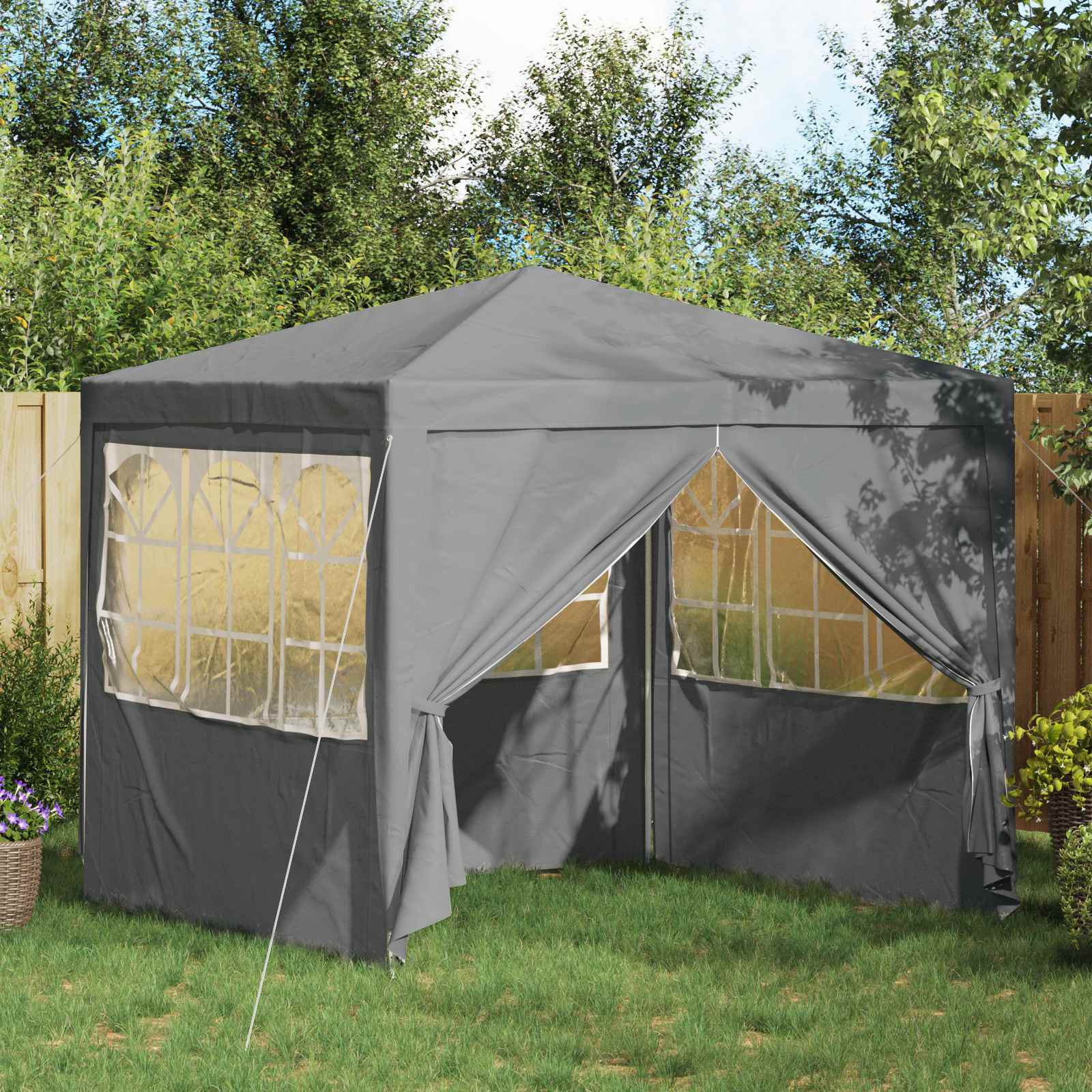 Šator za zabave Svijetlo siva 250 x 250 x 240 cm PE i čelik