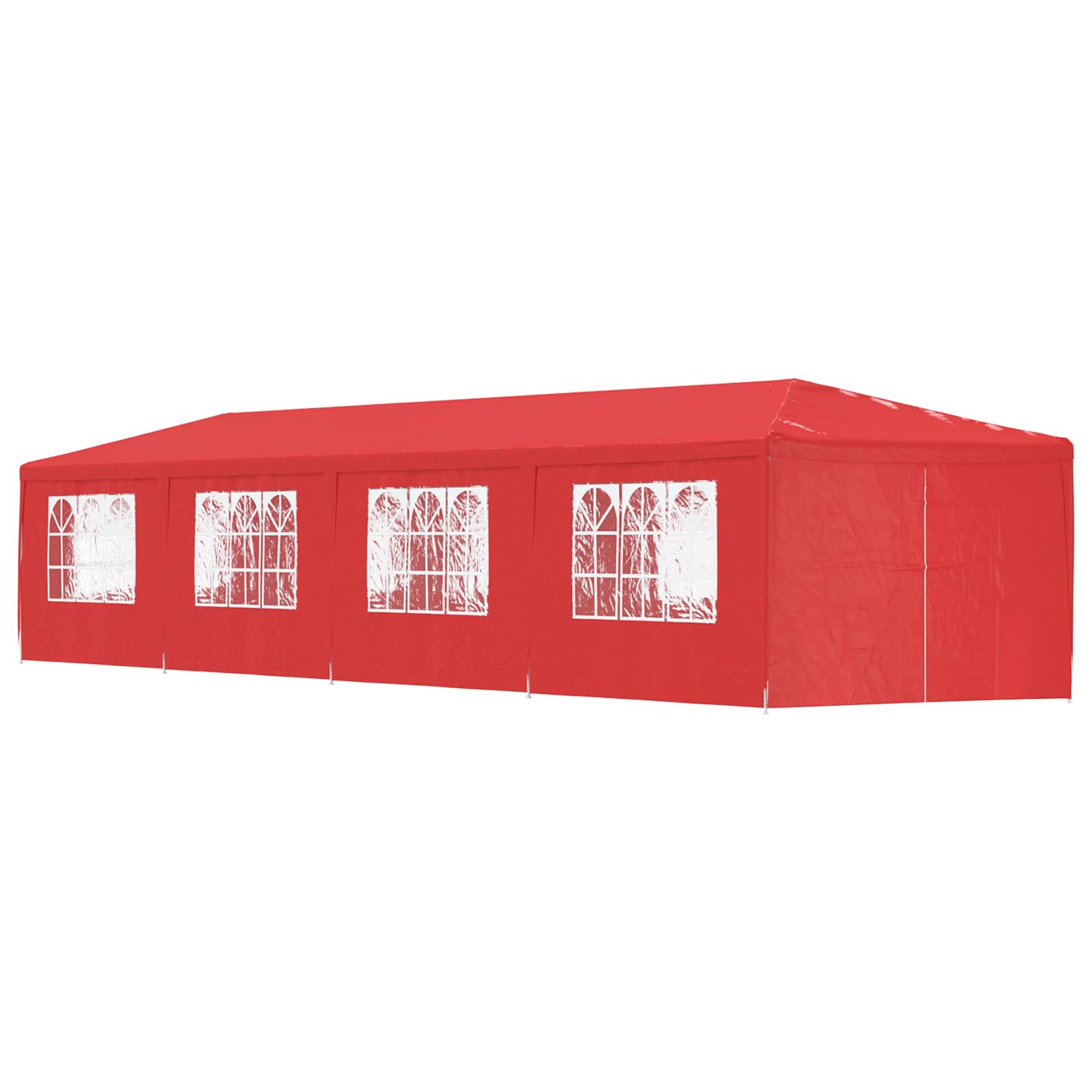Šator za zabave 1200 x 300 x 255 cm Crvena PE i čelik