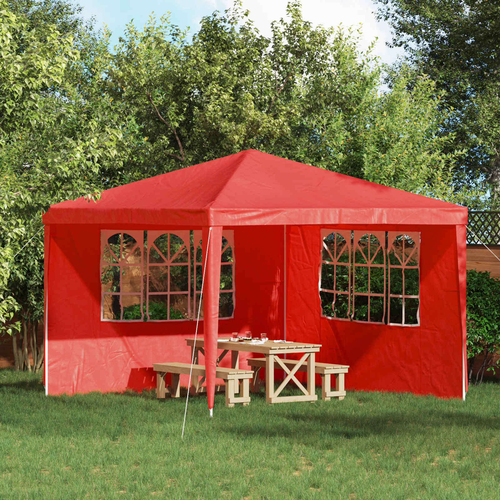 Zid šatora za zabavu 2 pcs 300 x 195 cm Crvena PE i čelik