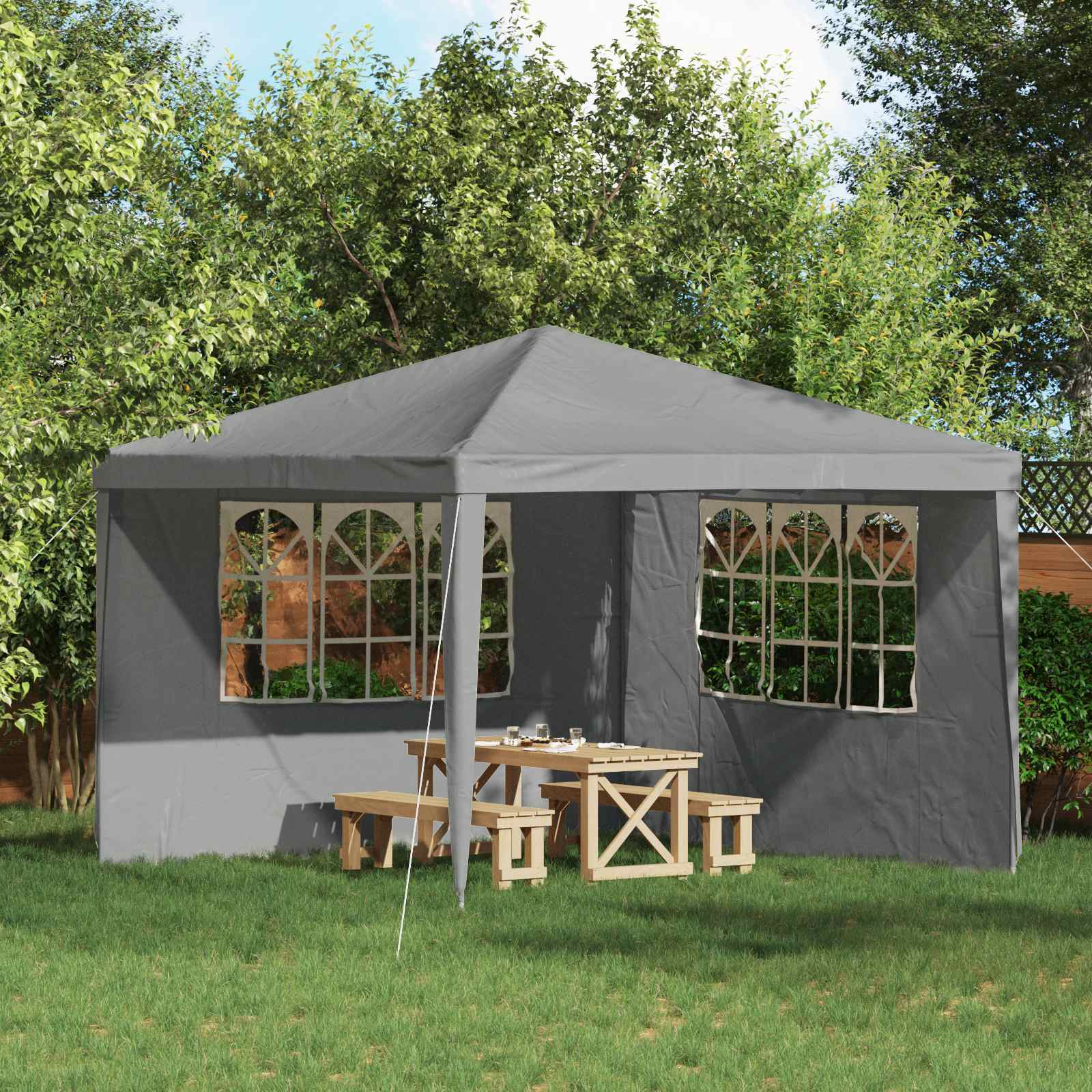 Zid šatora za zabavu 2 pcs 300 x 195 cm Svjetlosiva PE i čelik