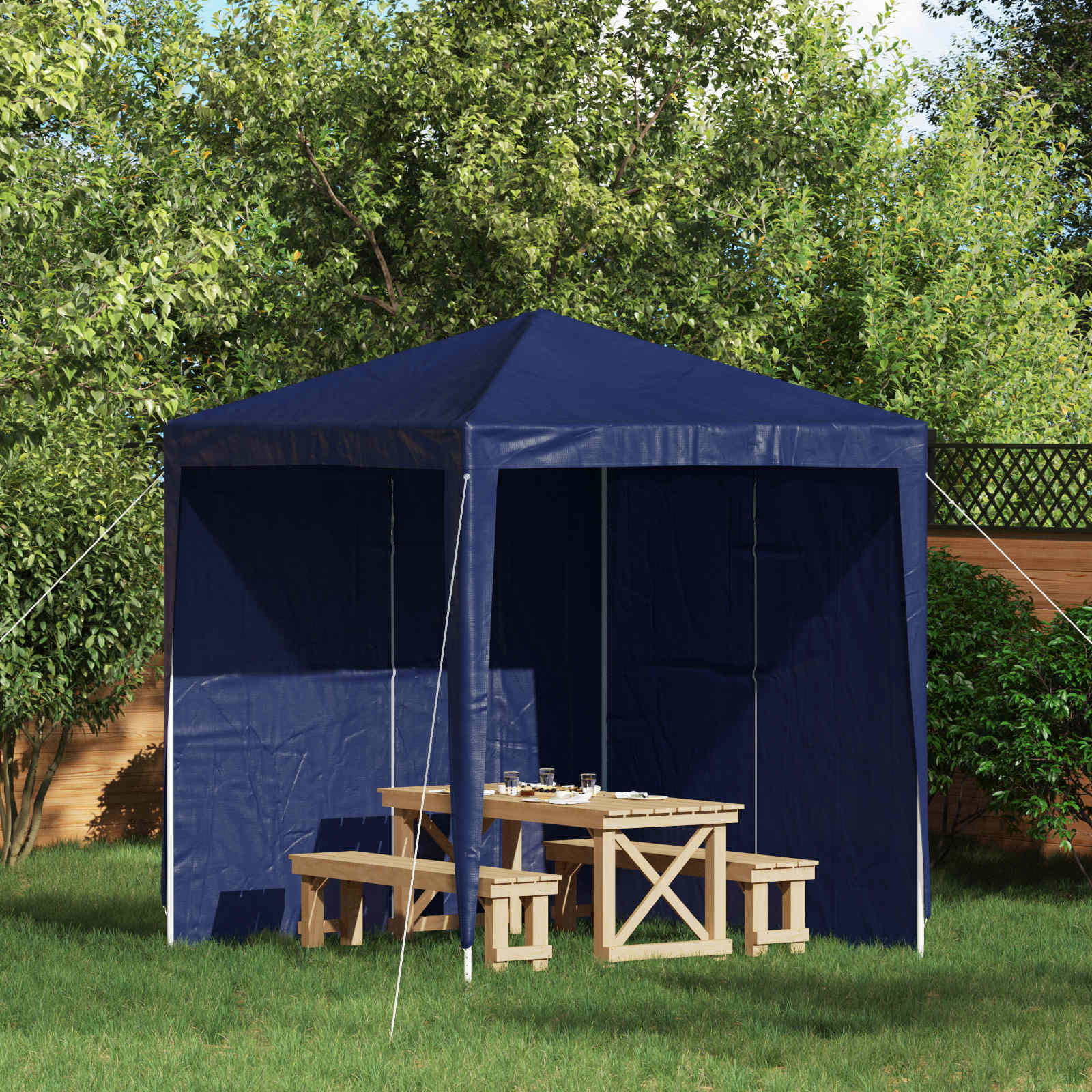 Zid šatora za zabavu 2 pcs Plava 200 x 195 cm PE i čelik