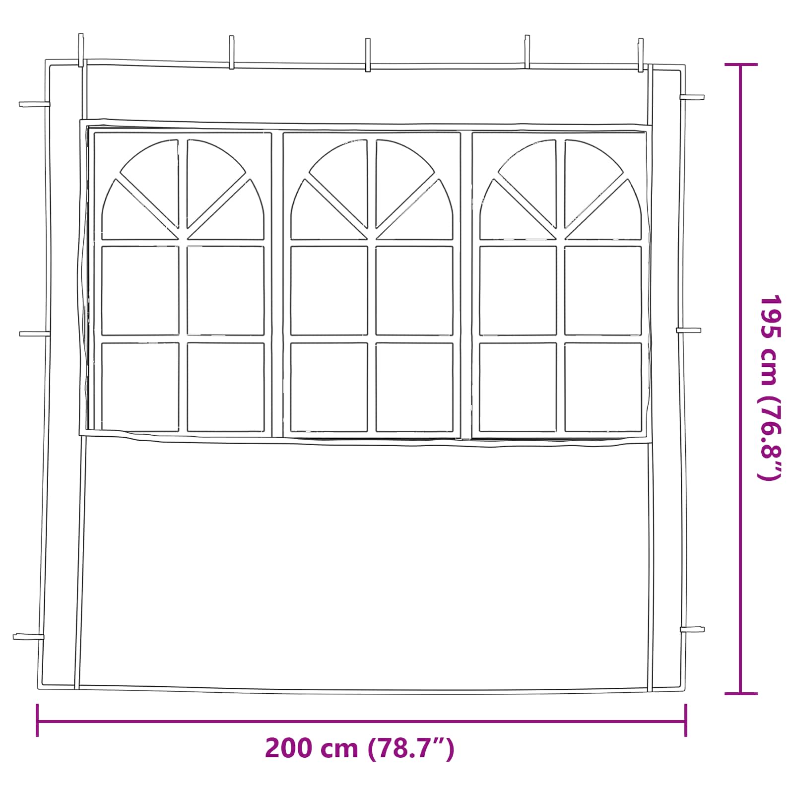 Zid šatora za zabavu 2 pcs 200 x 195 cm Svjetlosiva PE i čelik
