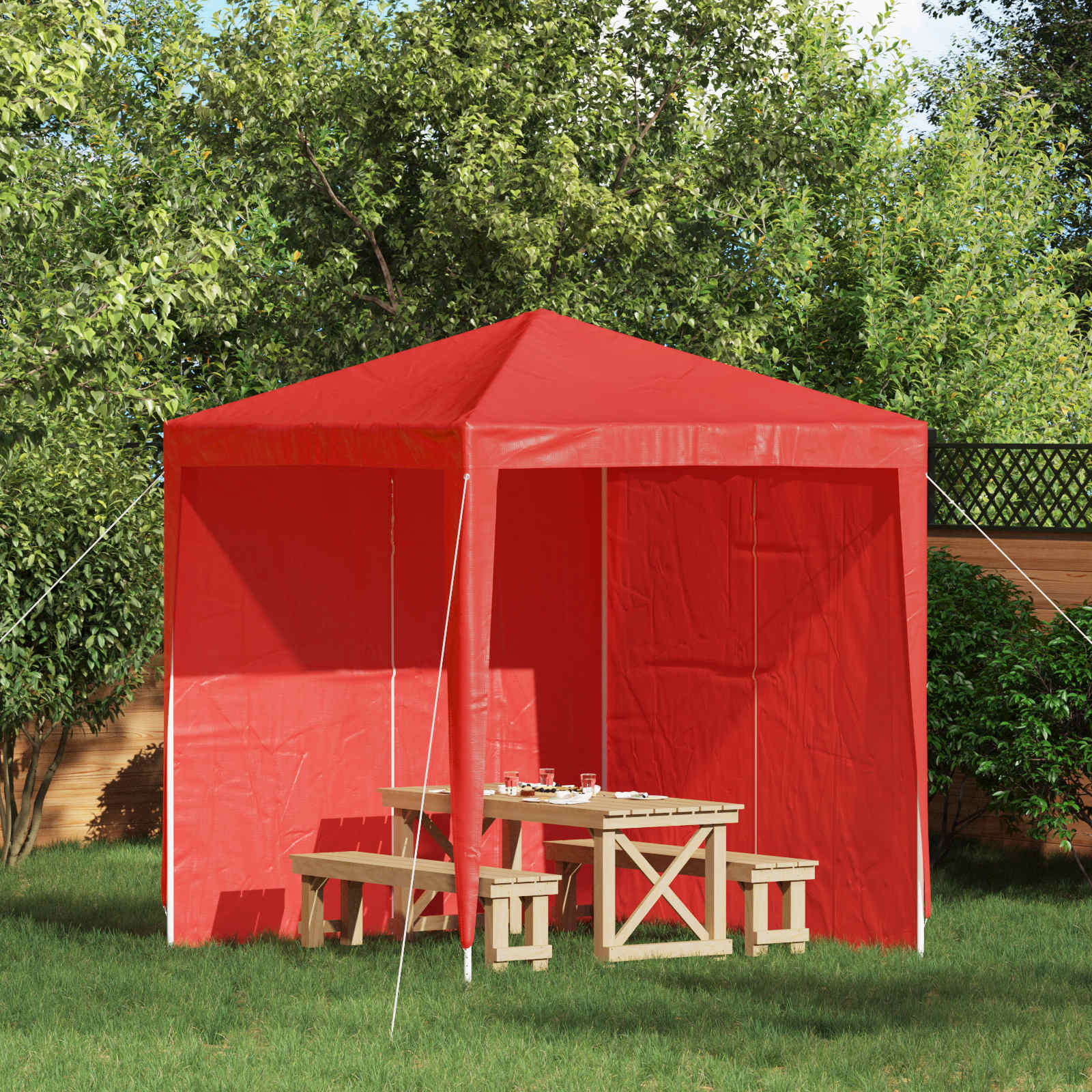 Zid šatora za zabavu 2 pcs Crvena 200 x 195 cm PE i čelik