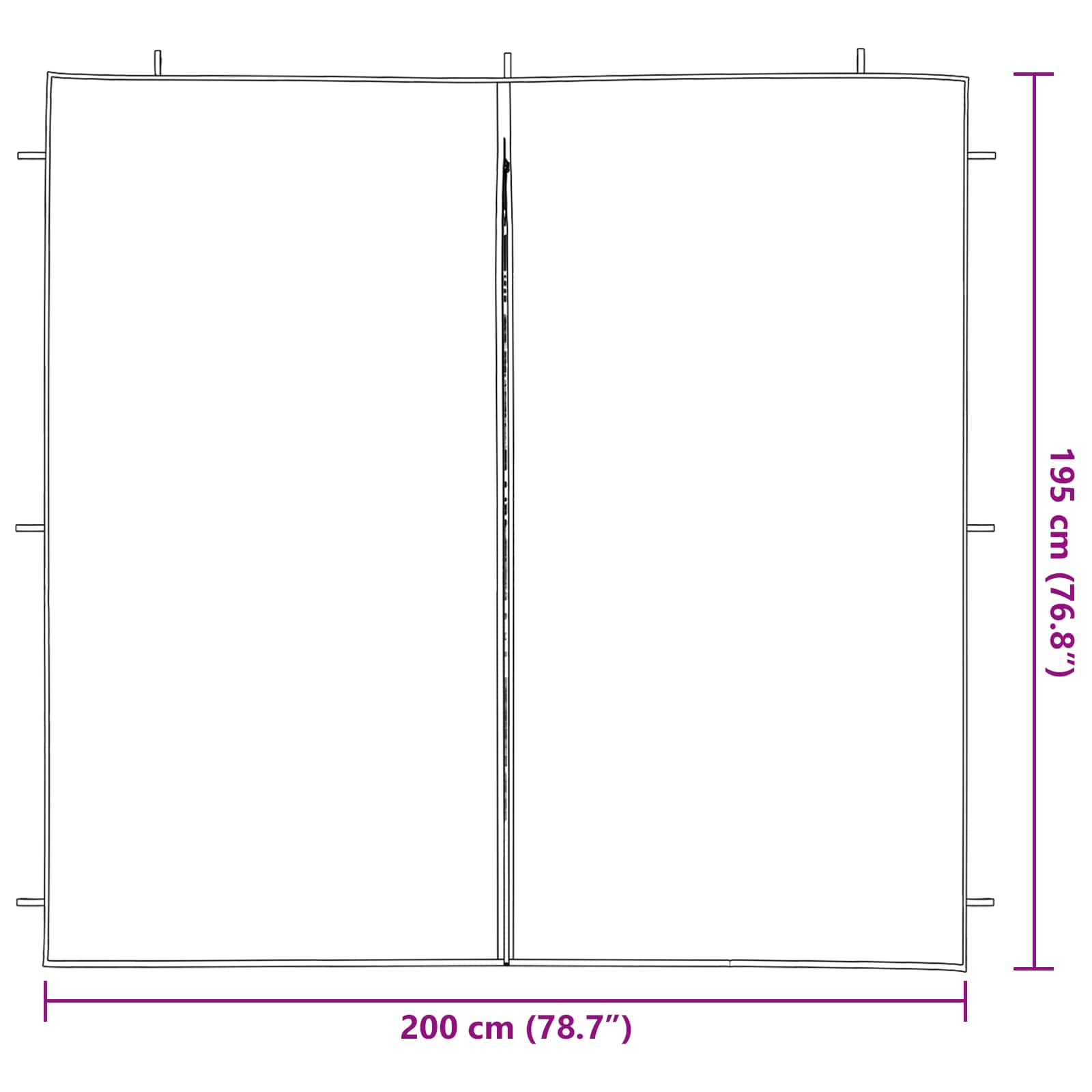 Zid šatora za zabavu 2 pcs Crvena 200 x 195 cm PE i čelik