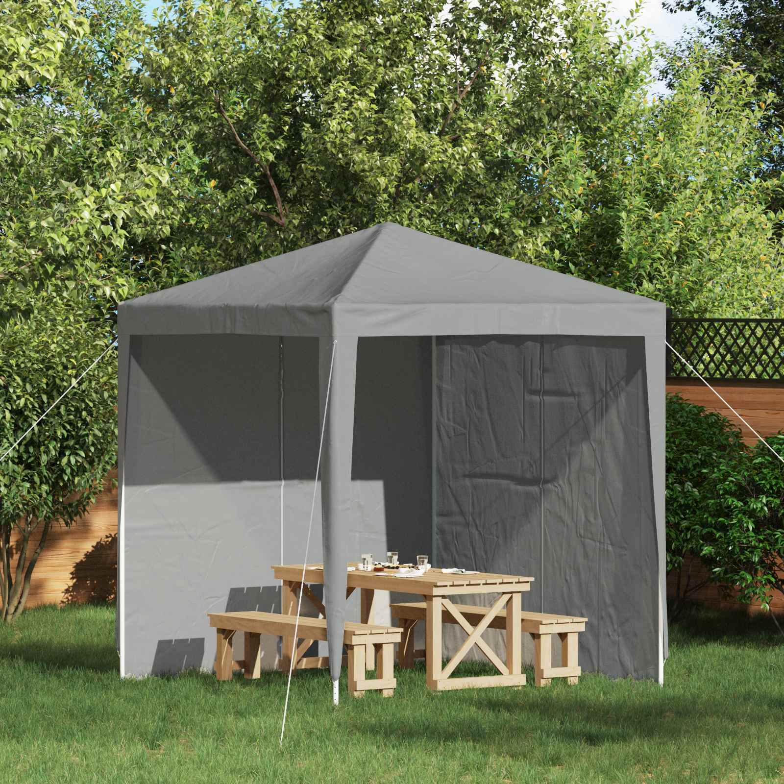 Zid šatora za zabavu 2 pcs Svjetlosiva 200 x 195 cm PE i čelik