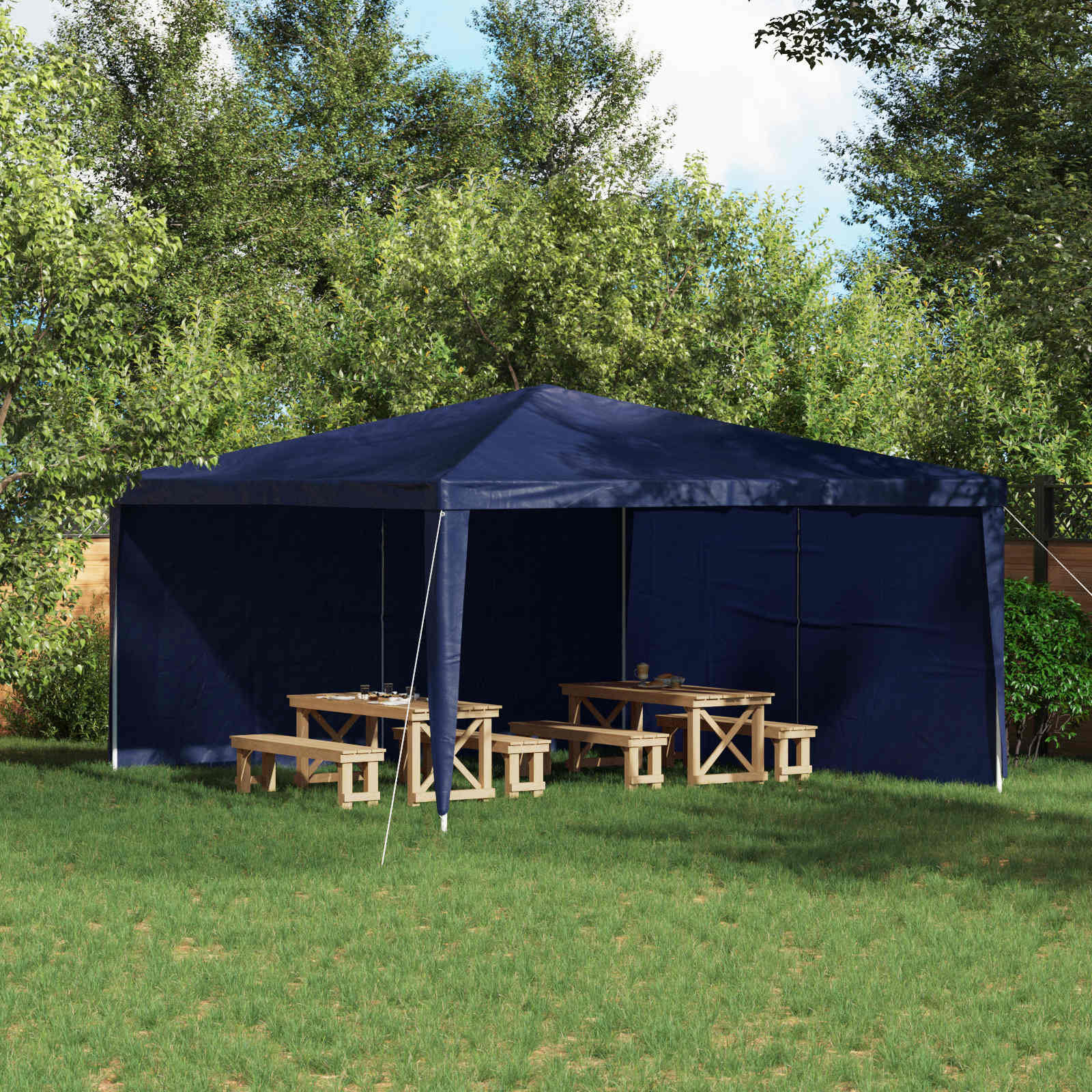 Zid šatora za zabavu 2 pcs Plava 400 x 195 cm PE i čelik