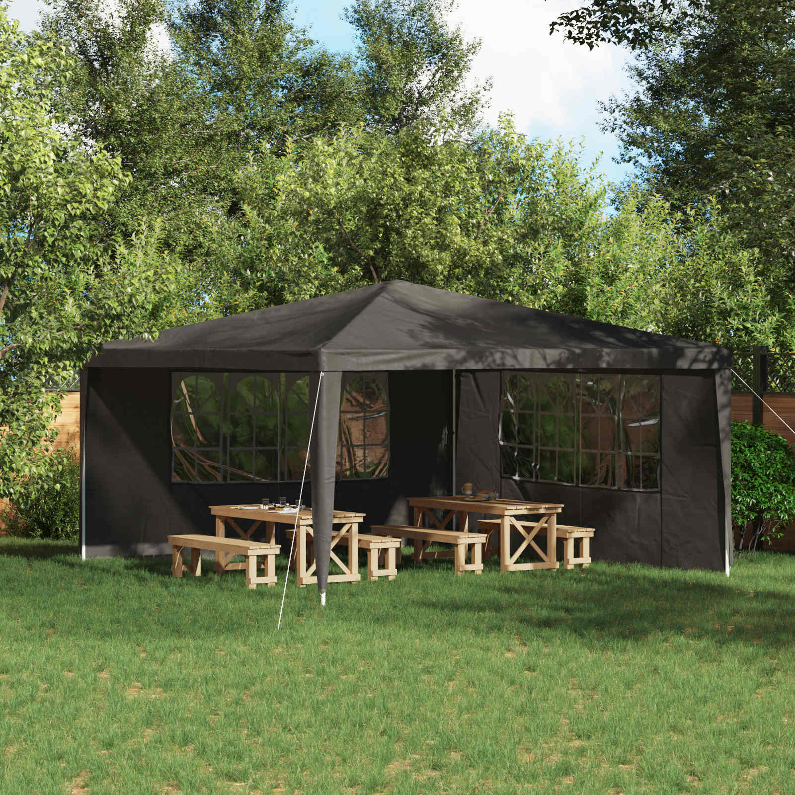 Zid šatora za zabavu 2 pcs 400 x 195 cm Antracit PE i čelik