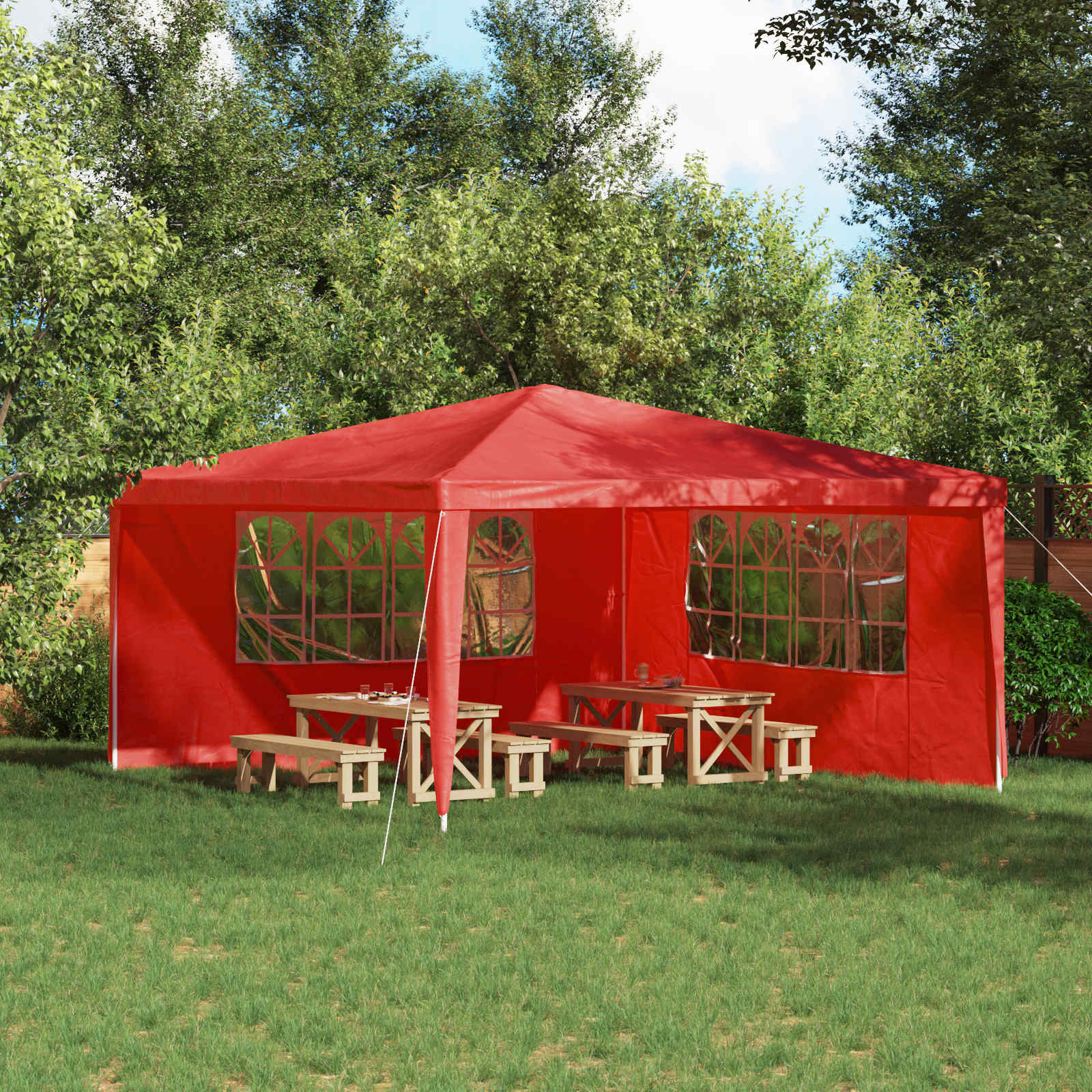 Zid šatora za zabavu 2 pcs 400 x 195 cm Crvena PE i čelik