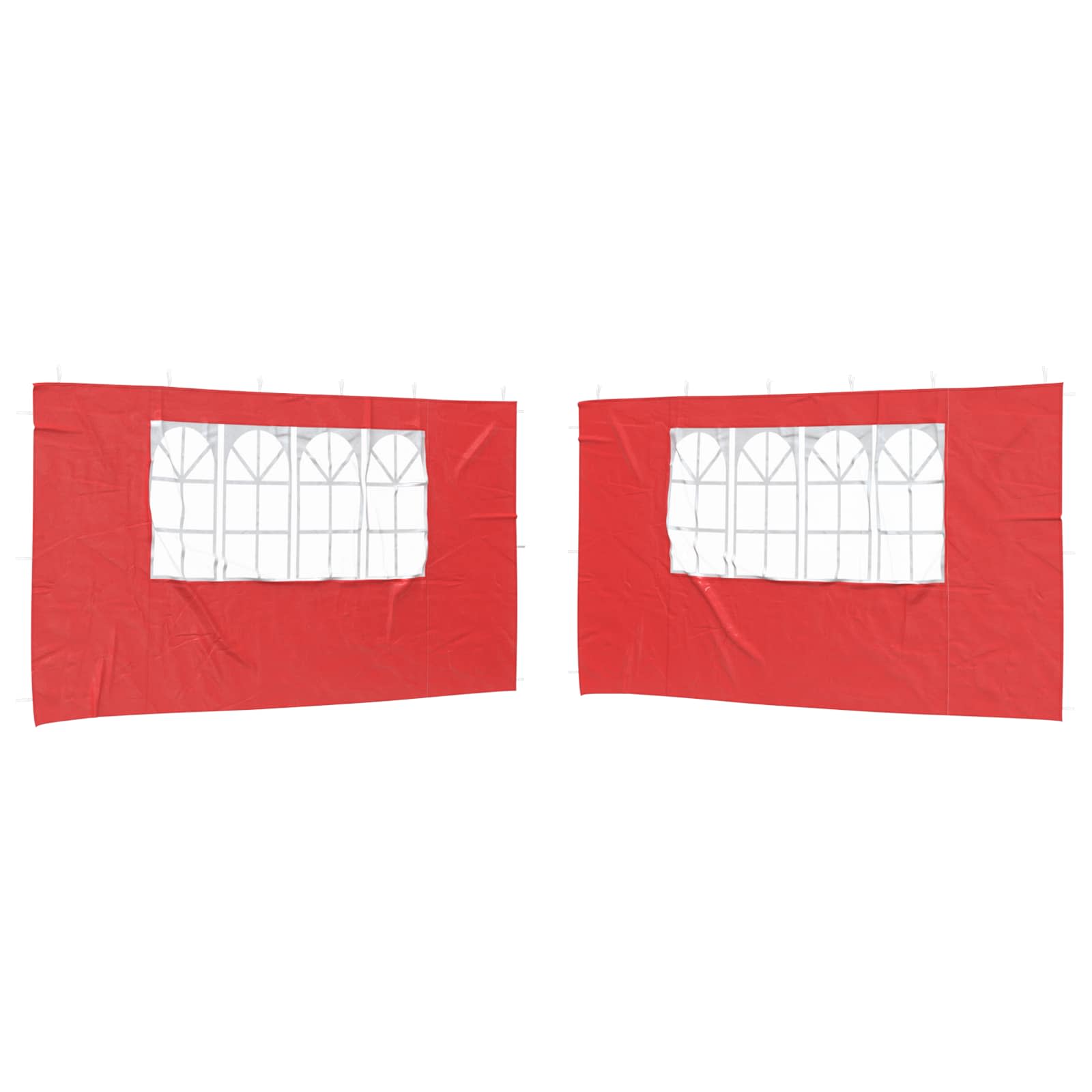 Zid šatora za zabavu 2 pcs 400 x 195 cm Crvena PE i čelik