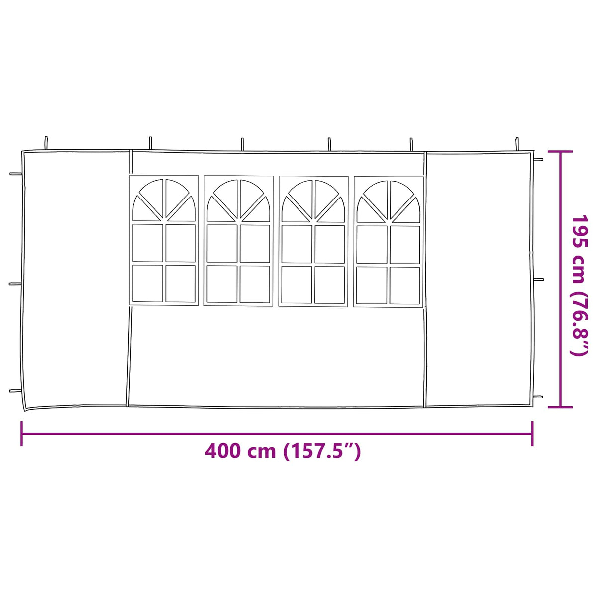 Zid šatora za zabavu 2 pcs 400 x 195 cm Crvena PE i čelik