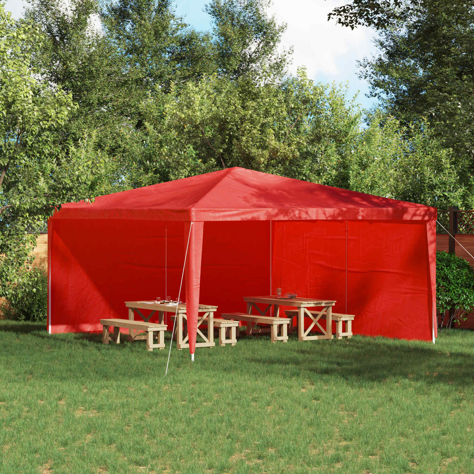 Zid šatora za zabavu 2 pcs Crvena 400 x 195 cm PE i čelik