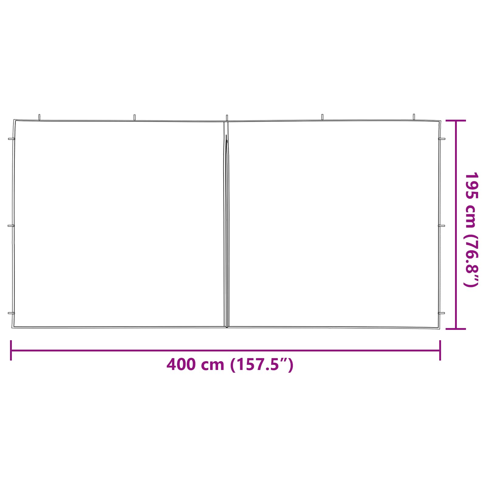 Zid šatora za zabavu 2 pcs Crvena 400 x 195 cm PE i čelik