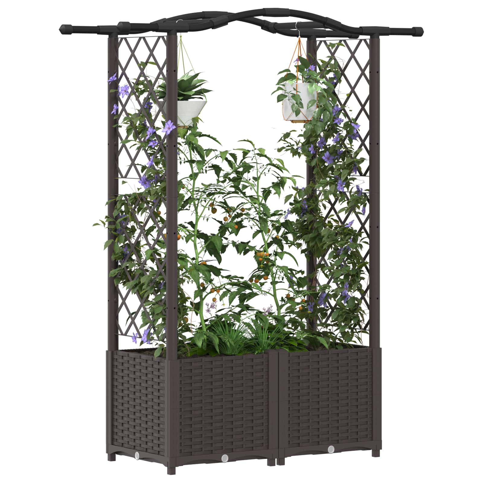 Povišeni krevet s mrežom i krovom Smeđa 125 x 40 x 138 cm PP