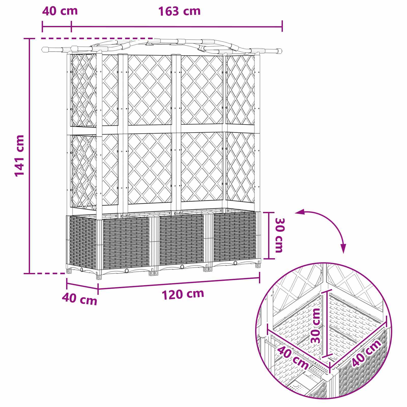Povišeni krevet s mrežom i krovom Smeđa 163 x 40 x 141 cm PP
