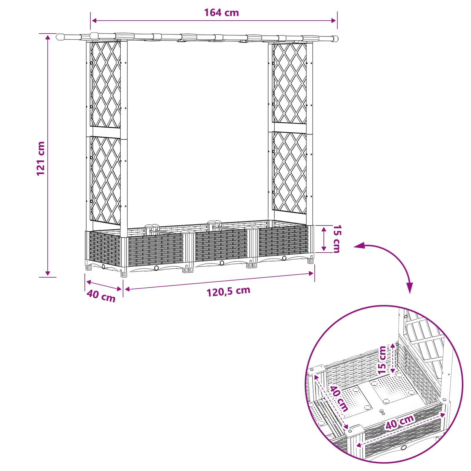 Povišeni krevet s mrežom i krovom Smeđa 164 x 40 x 123 cm PP