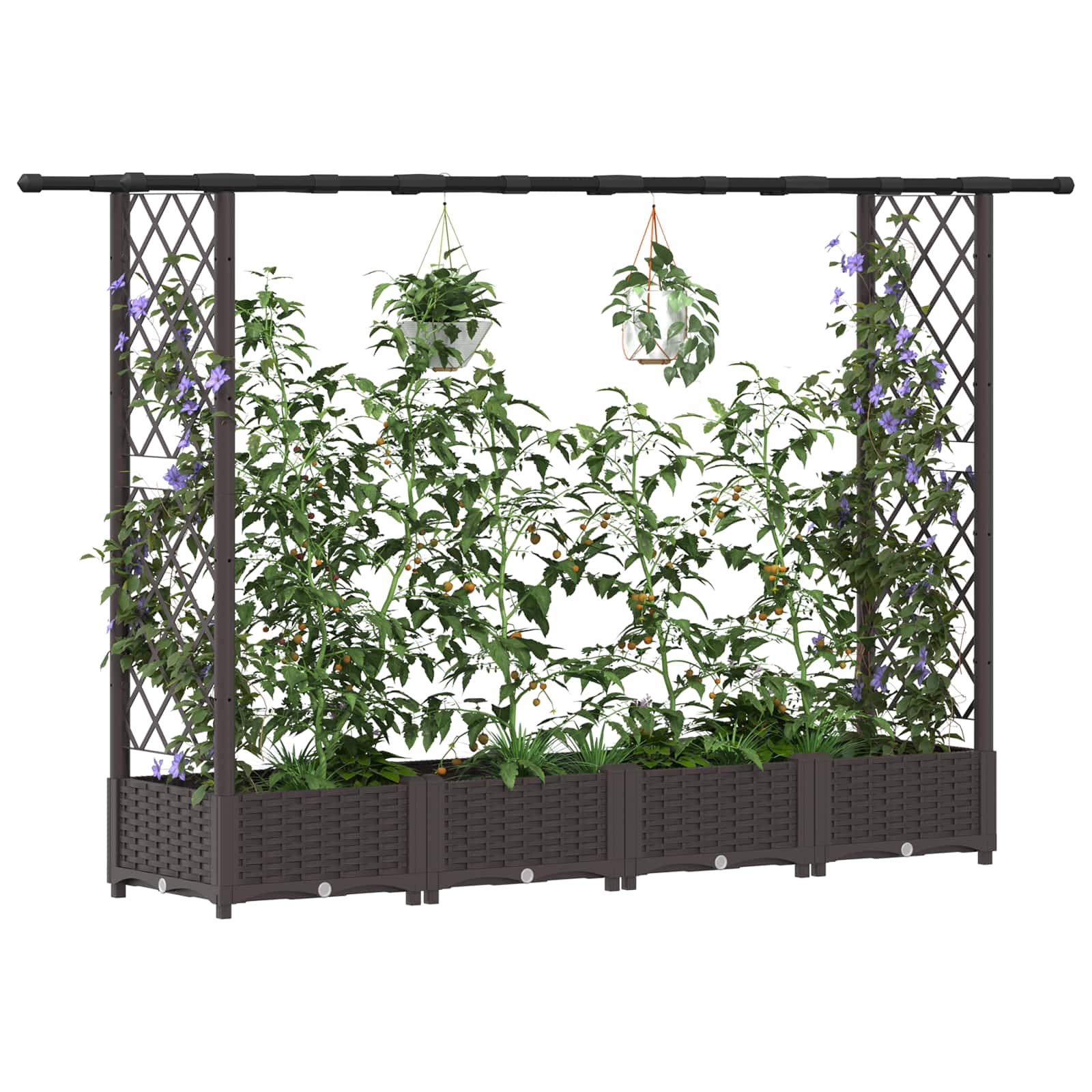 Povišeni krevet s mrežom i krovom Smeđa 203 x 40 x 123 cm PP