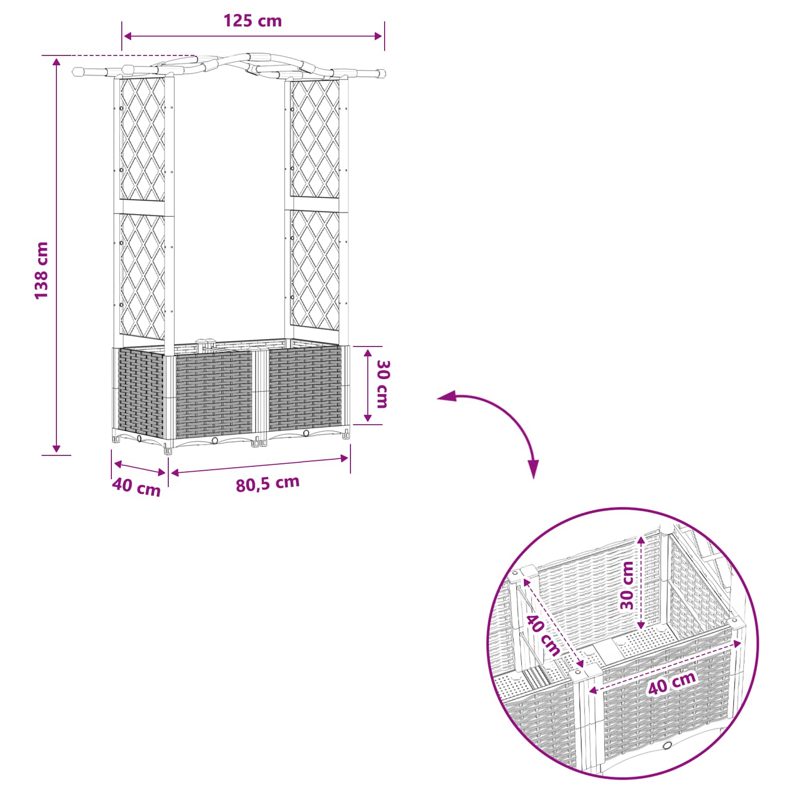 Povišeni krevet s mrežom i krovom Crna 125 x 40 x 138 cm PP