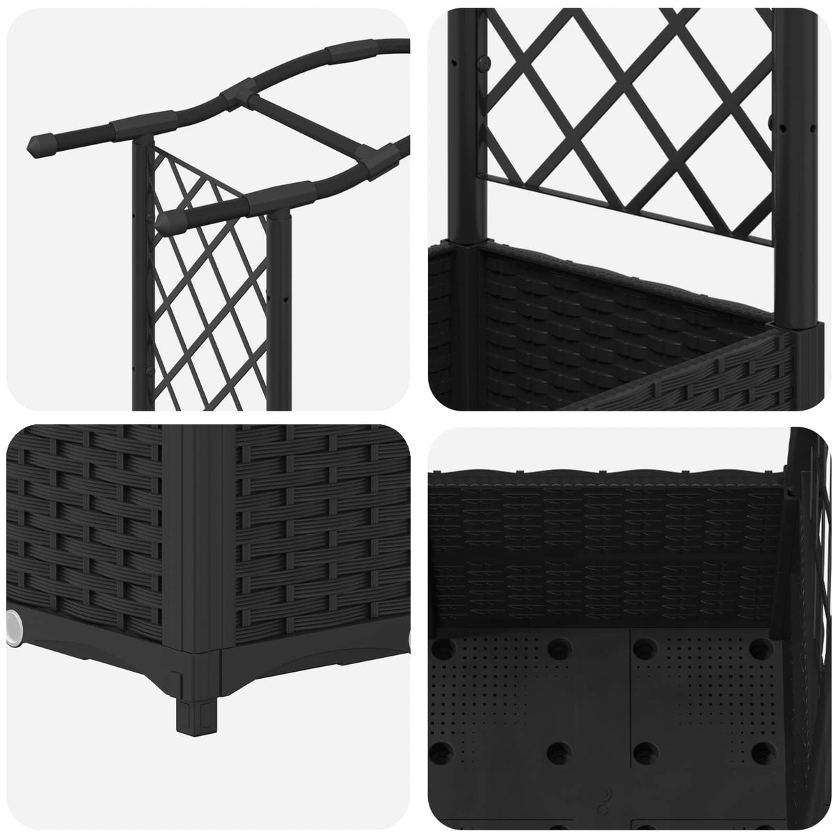Povišeni krevet s mrežom i krovom Crna 204 x 40 x 141 cm PP
