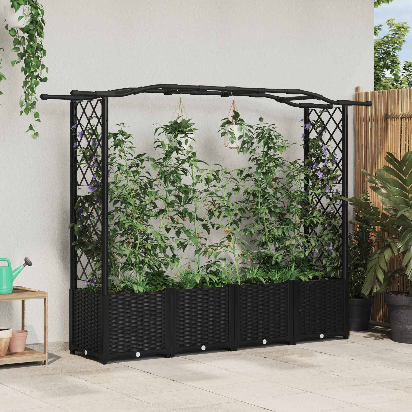 Povišeni krevet s mrežom i krovom Crna 204 x 40 x 141 cm PP