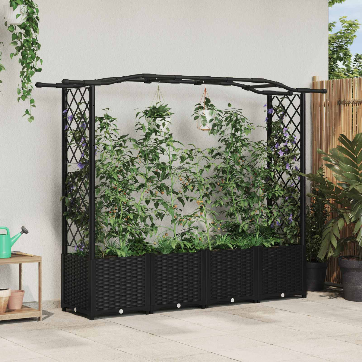 Povišeni krevet s mrežom i krovom Crna 204 x 40 x 141 cm PP