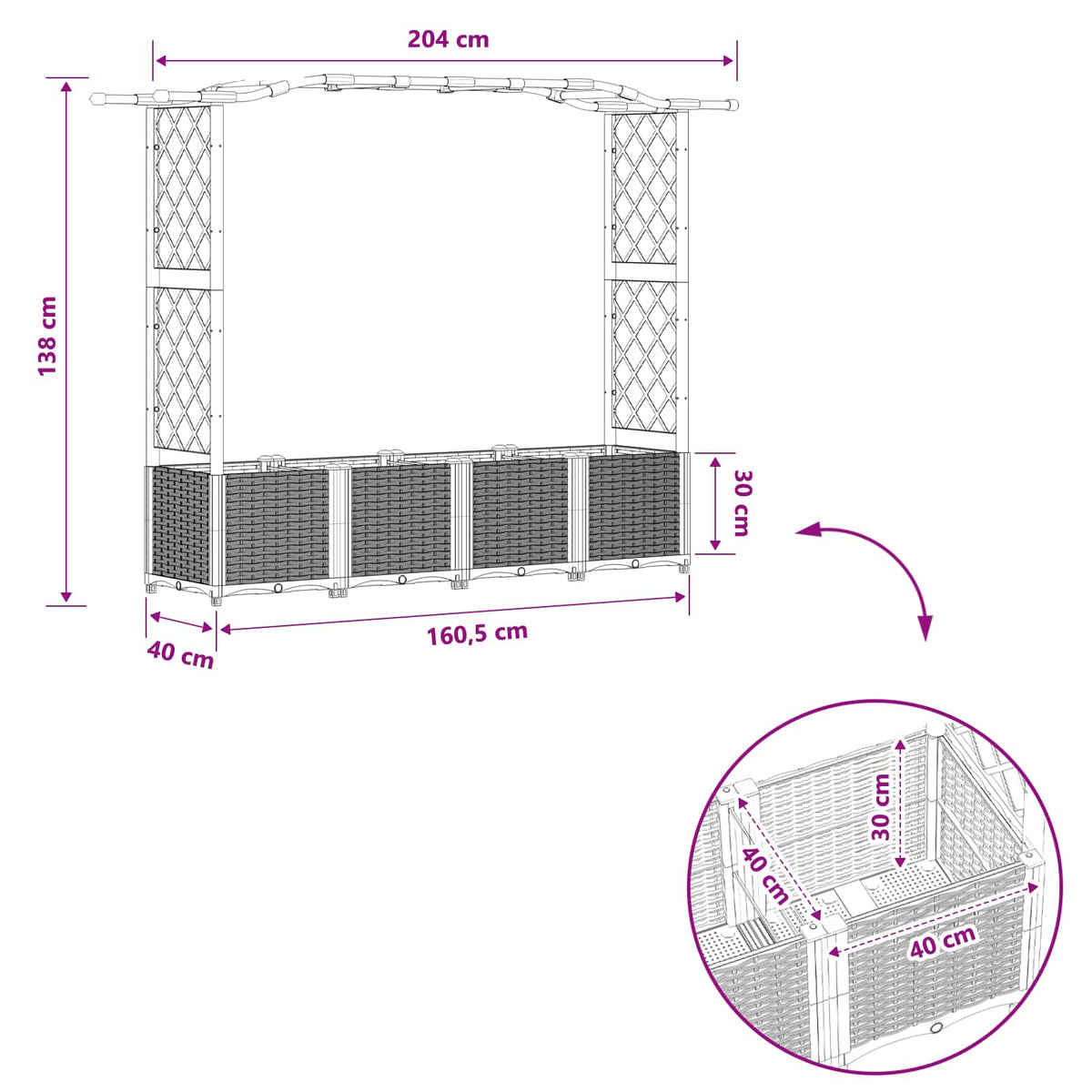 Povišeni krevet s mrežom i krovom Crna 204 x 40 x 141 cm PP